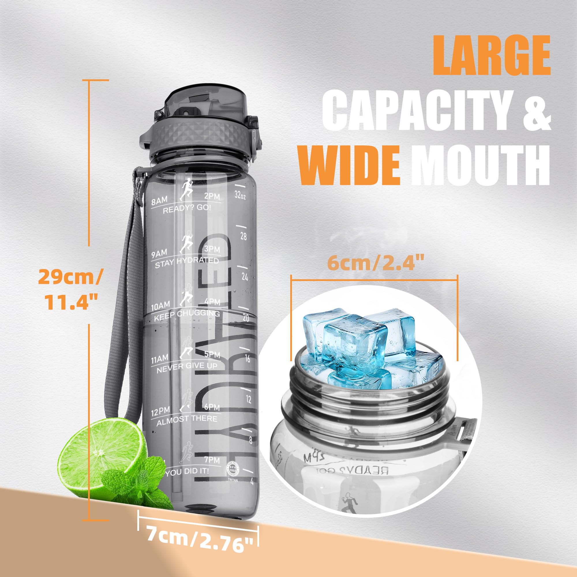 OLDLEY 1L Sports Water Bottle with Straw, Tritan 1 Litre Motivational Drink Bottle - Image 4