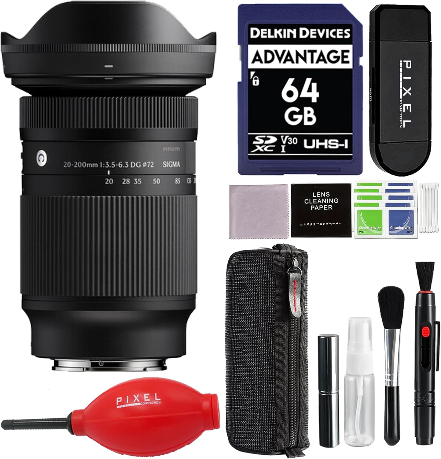 Sigma 20-200mm f/3.5-6.3 DG Contemporary Lens Compatible with Sony E with Advanced Accessory and Travel Bundle | 796965 | 20-200mm Lens for Sony E
