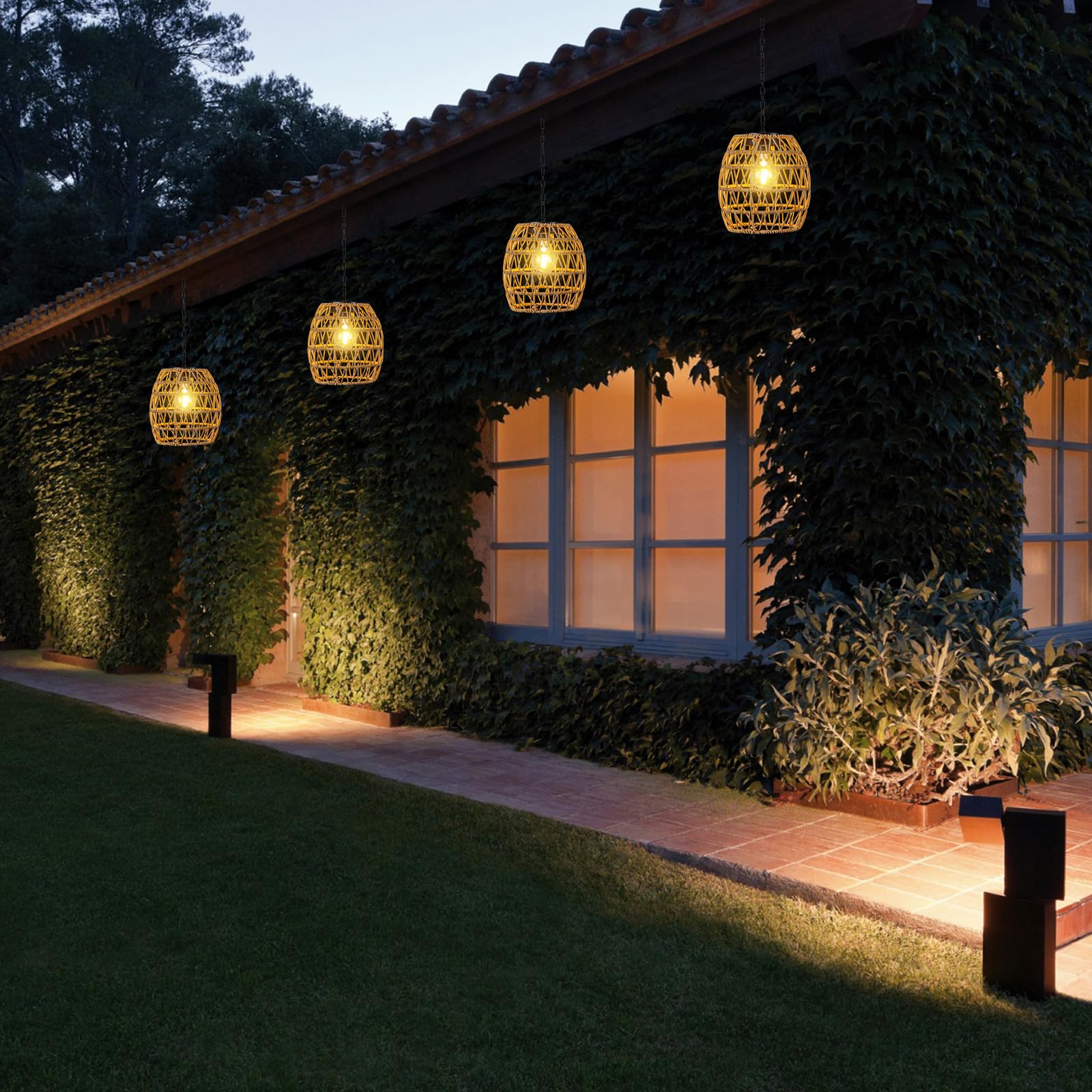 Lanterne Solaire De Jardin à Suspendre, Lampe Solaire Exterieur Decorative, Lampe Solaire De