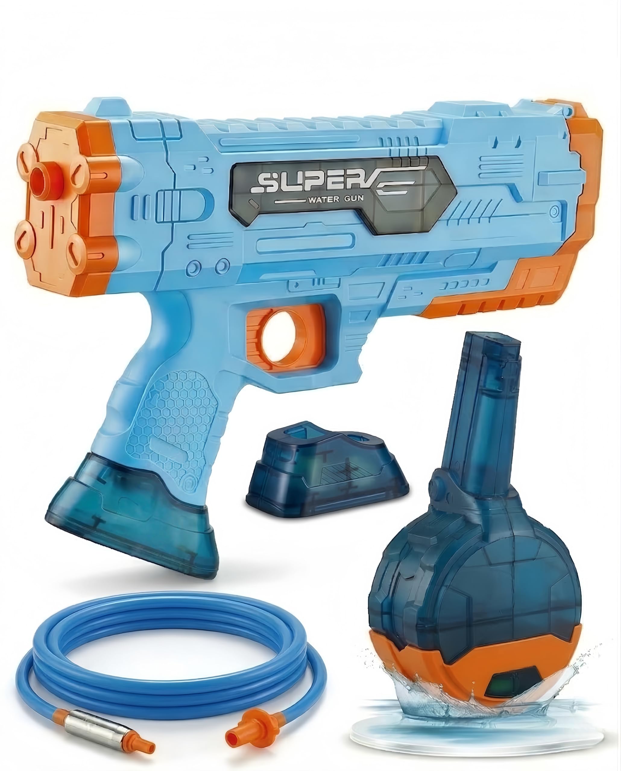 Vivyklfc Electric Water Gun for Kids & Adults, Automatic Motorized Squirt Gun with 500ml & 70ml Dual Magazines, Infinite Pool Hose Mode, 8m Long Range Water Blaster Toy for Summer Pool, Beach & Garden