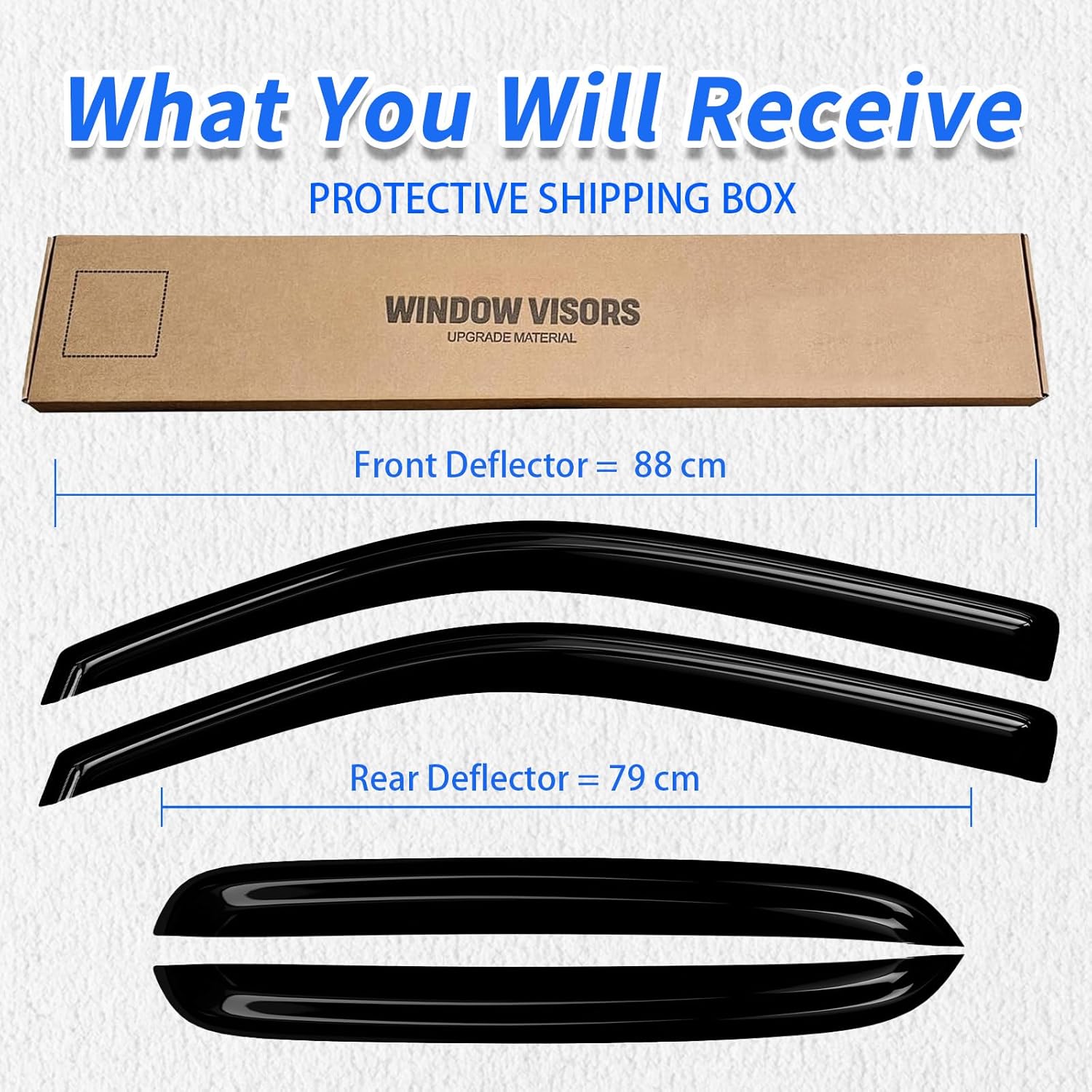 Window Rain Guards Compatible 2014-2018 Chevy Silverado GMC Sierra 1500 2500 3500 Crew Cab 4PC Window Visors Vent Shade Deflector Tape On w/ 4 Full-Size Door Cabs