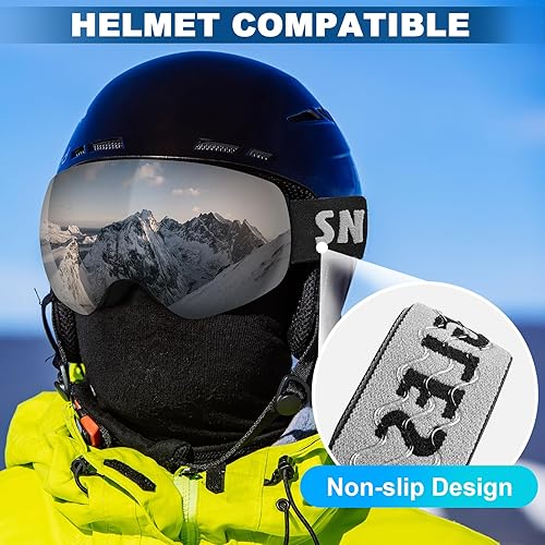 Miniatura 7 de LAVOLLY Gafas de esquí de snowboard para adultos, 100% protección UV antivaho gafas de nieve