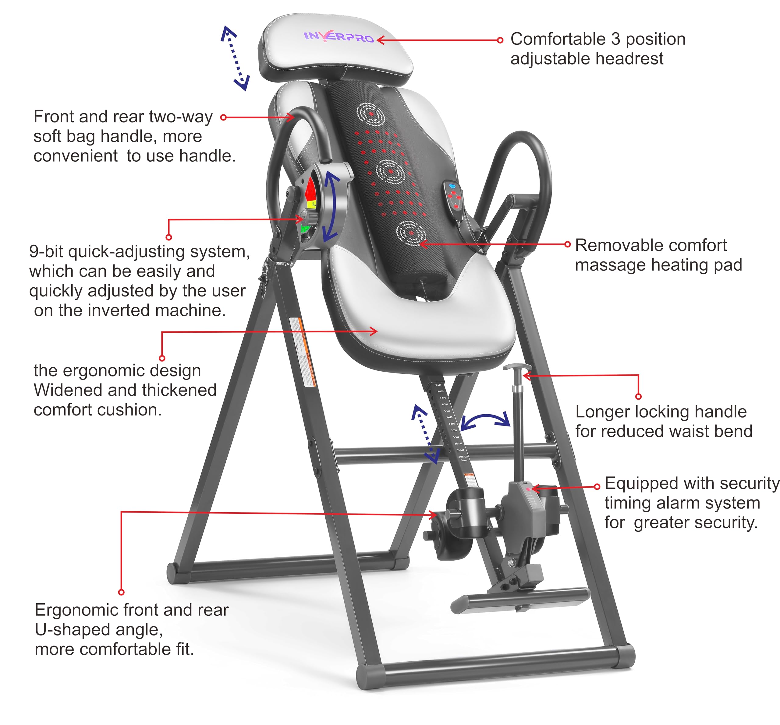 Back Stretcher Inversion Table ONETWOFIT Inversion Table - Heavy Duty ...