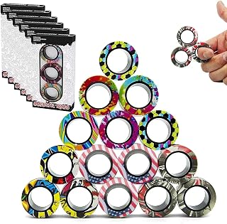 18Pcs Magnetic Rings Fidget Toys Spinner Set,Finger Magnet Rings Endless Hours of Fun ADHD Stress Relief Fidget Spinner for Training Relieves Autism Anxiety Great Birthday Gifts for Adults Teens Kids