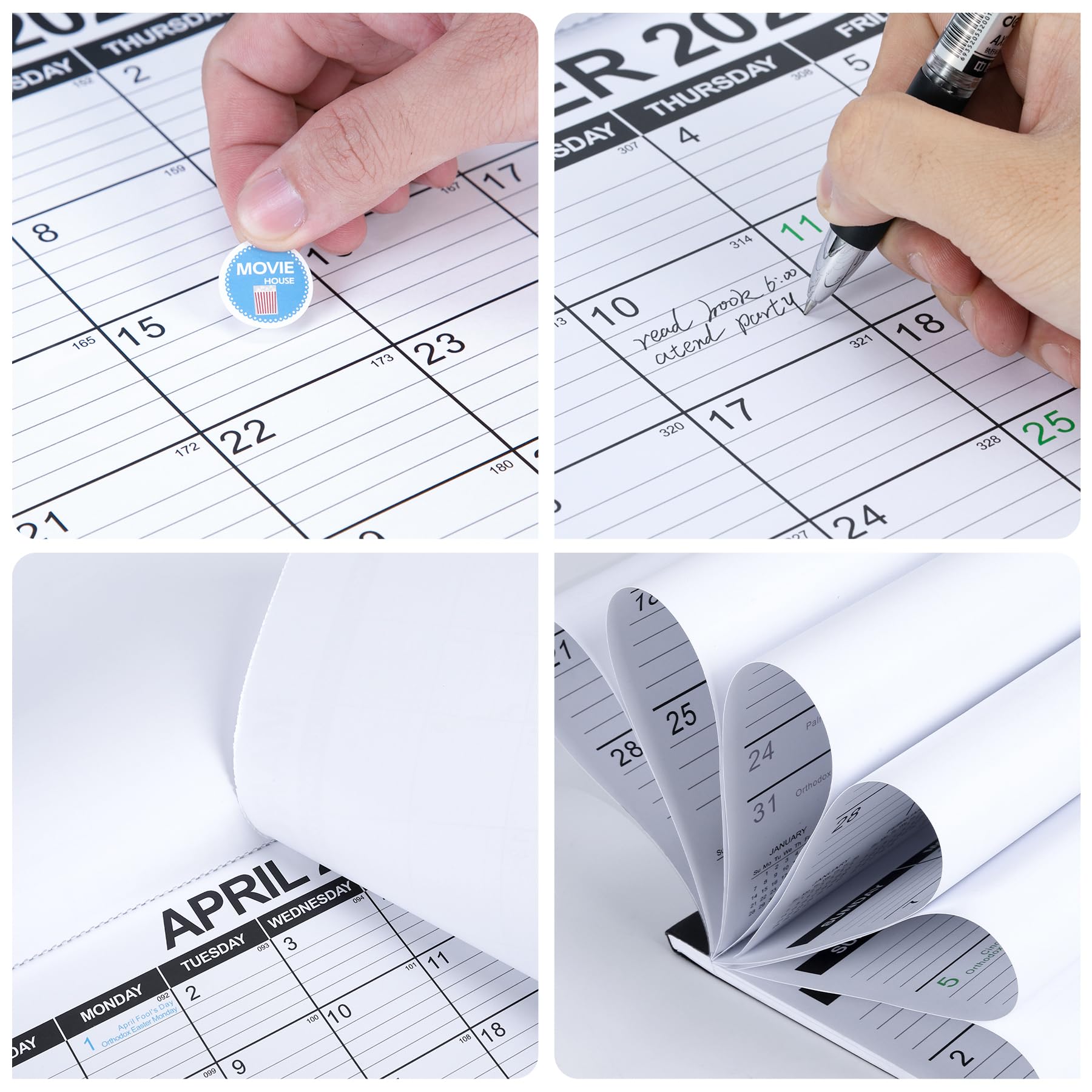Calendario académico grande de escritorio 2024-2025, almohadilla de escritorio de 24 meses, 17 x 12 pulgadas, enero de 2024 a diciembre de 2025, calendario de pared de escritorio con grandes