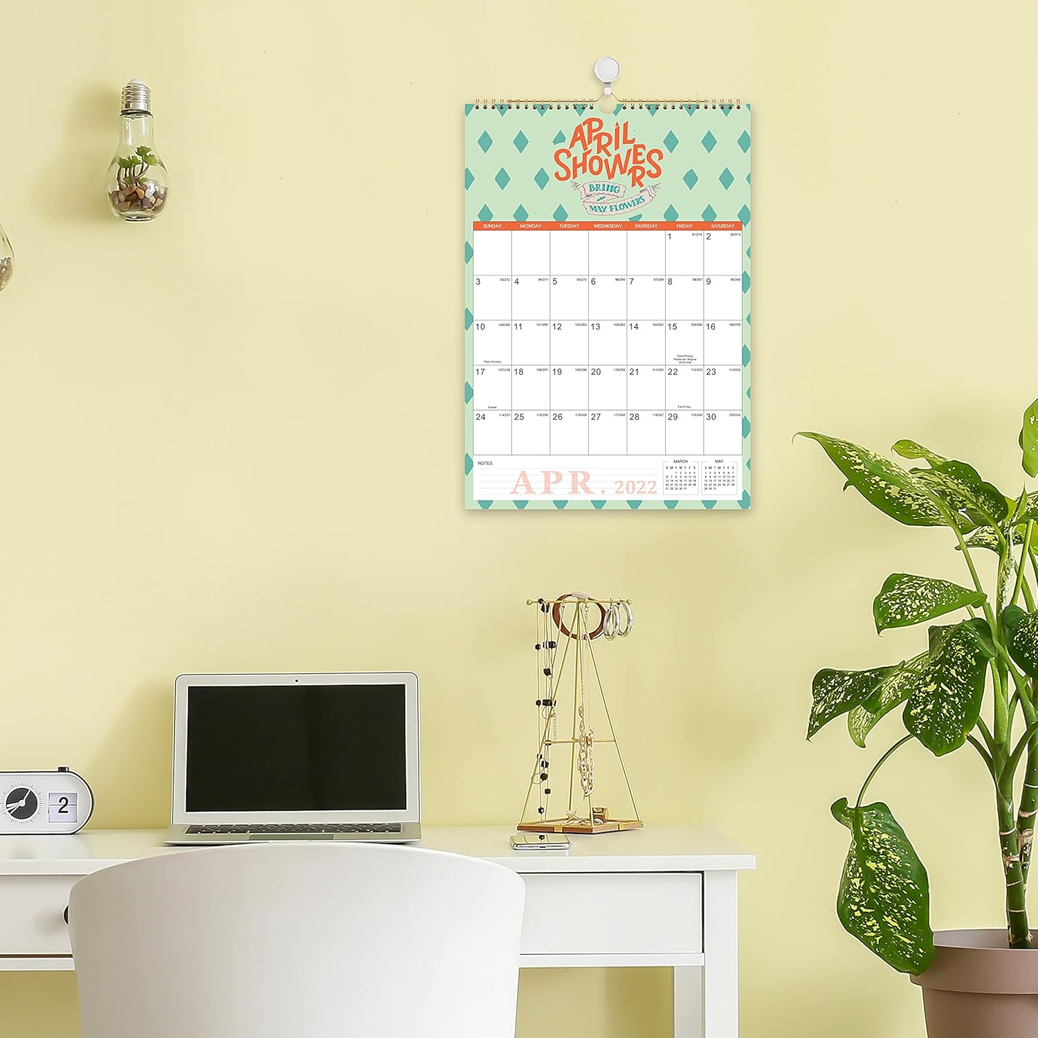 2022 Calendar - 2022 Wall Calendar with Thick Paper, 12" x 17", Nov 2021 - Dec 2022 Twin-Wire Binding + Hanging Hook + Large Blocks with Julian Dates, Vertical - Colorful Life : Office Products