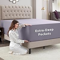 Vista 66 de Empyrean Charcoal Grey Extra Deep Pocket Fitted Sheet Full Size, Hotel Luxury Deep Pocket Full Size Fitted Sheet Only Easily Fits 18 to 24 Inch