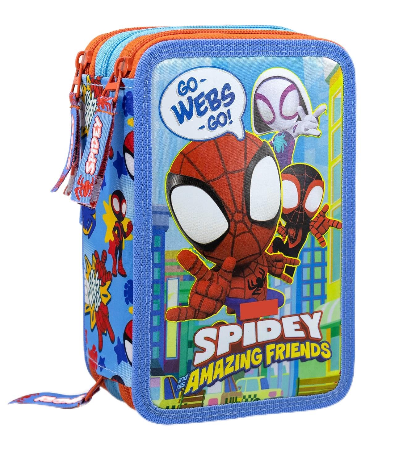 L'ERBAVOGLIO SPIDEY ASTUCCIO SCUOLA 3 ZIP ORIGINALE SPIDERMAN 44 PEZZI AZZURRO ROSSO