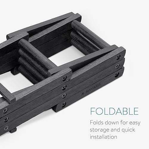 Miniatura 5 de Navaris Estante de vino de bambú  Estante plegable para vino  Pequeño soporte de vino de madera para organizar y almacenar botellas  5 ranuras  Negro