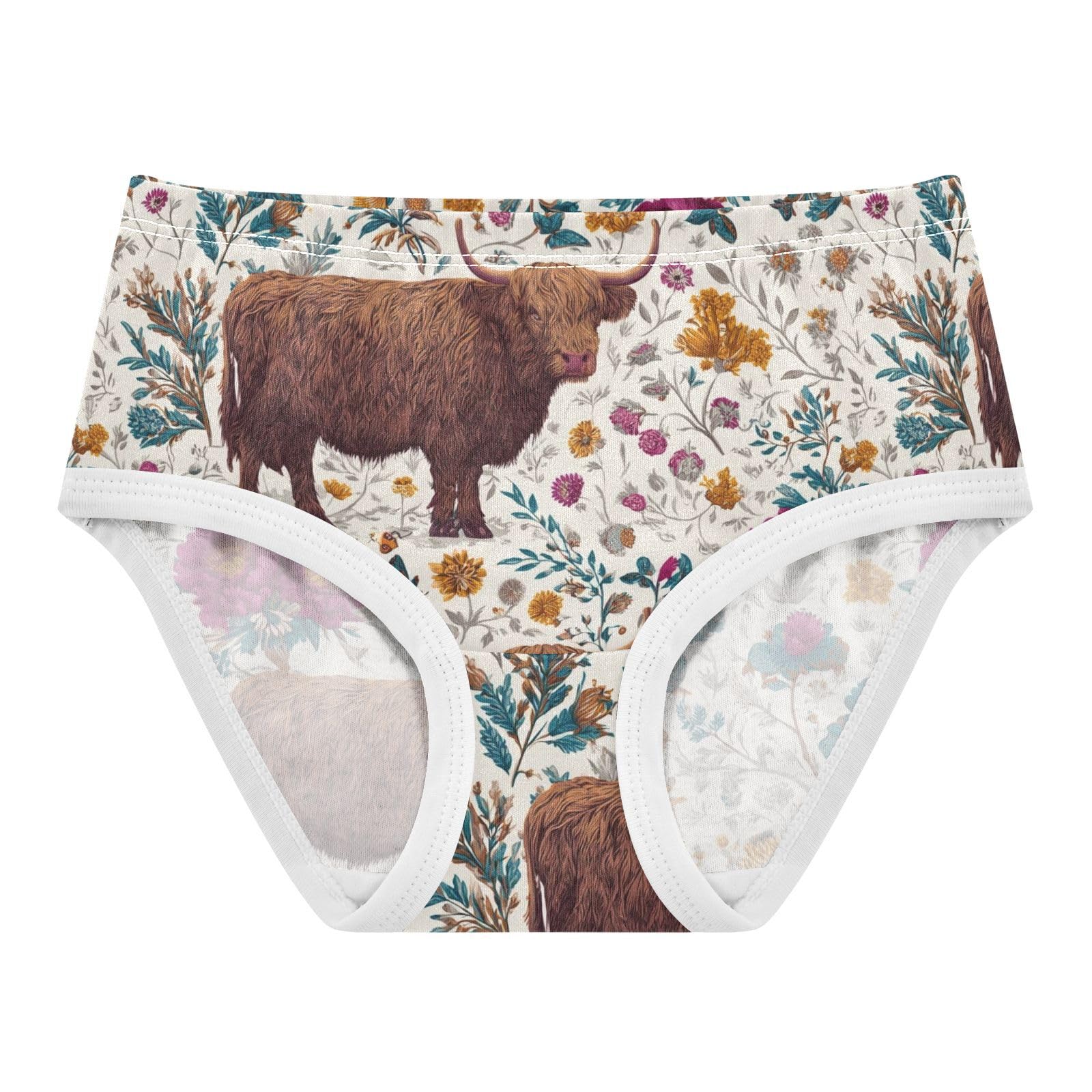 Wusikd Highland Cattle Floral 2 Girls Underwear Cotton Girls Briefs Soft Toddler Underwear 2T