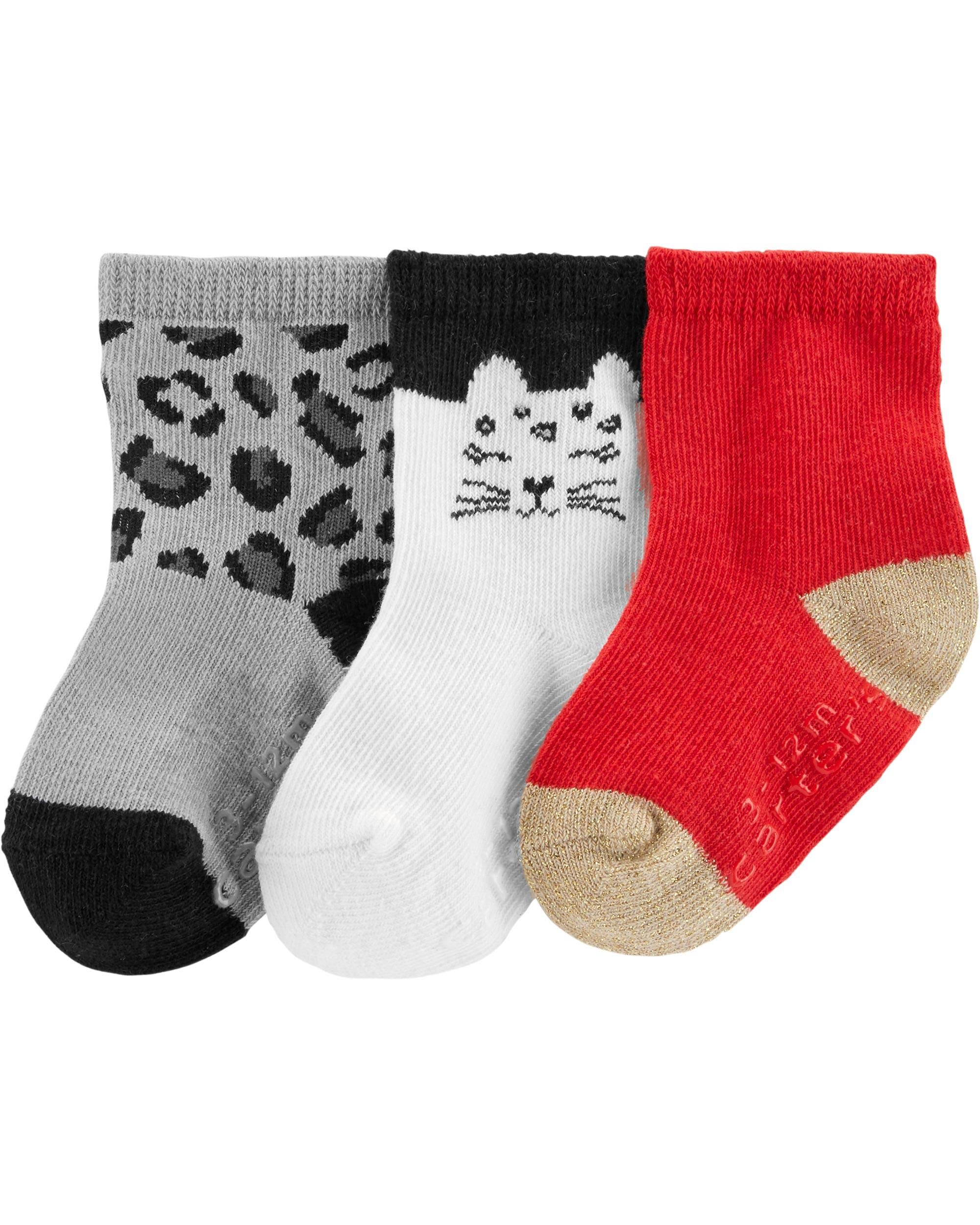 Carter's Baby Girls' 3-Pack Crew Socks Booties