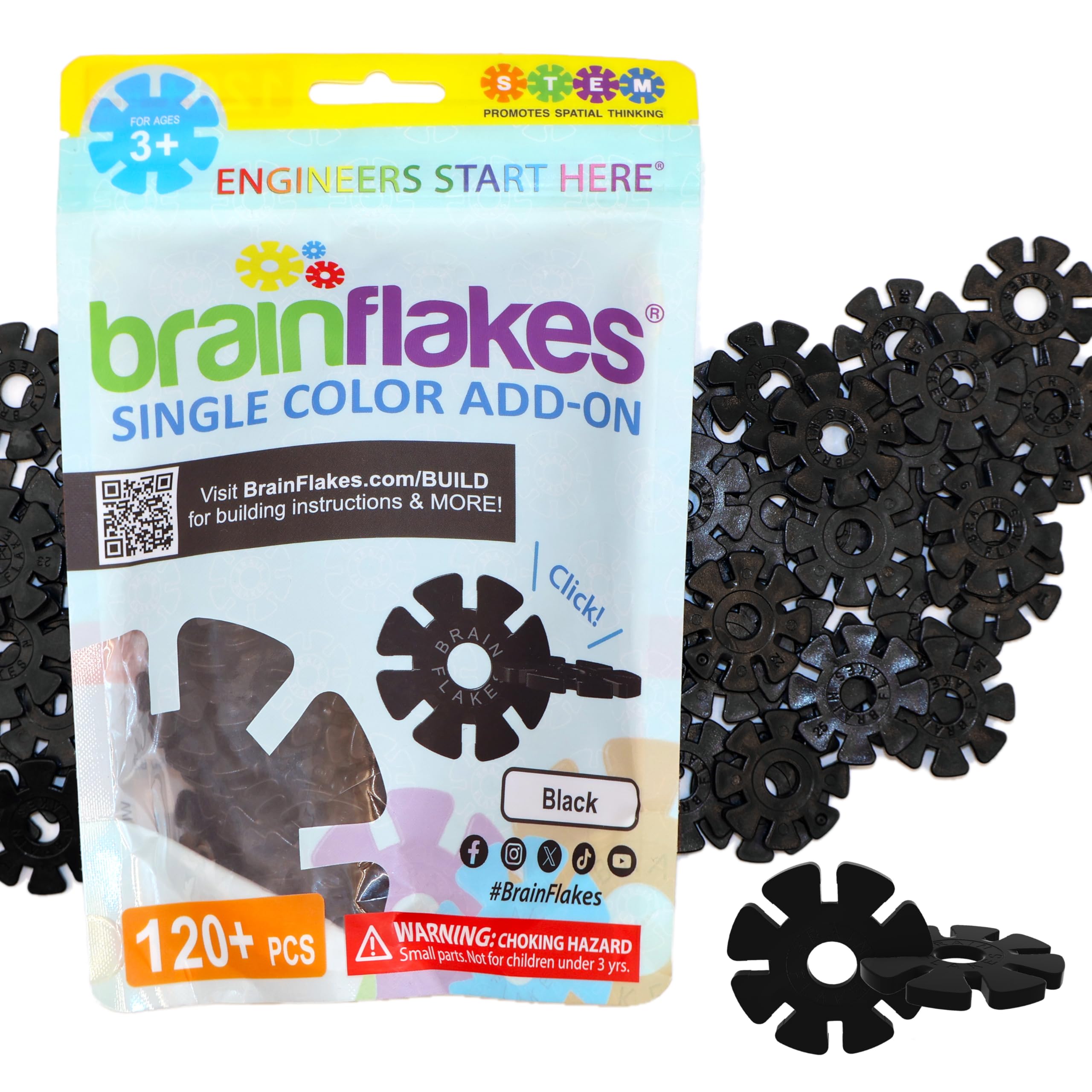 Brain Flakes Single Color Add-on - 120 Pieces - Resealable Pouch - Black
