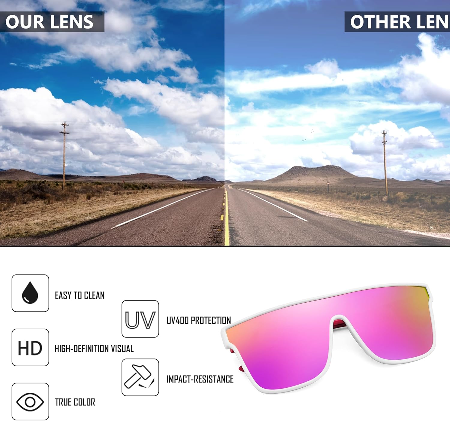 FEISEDY Sunglasses for Women Men, Fashion Mirrored Single Lens, Driving Beach Sunnies UV400 Shades B2996 - Image 6