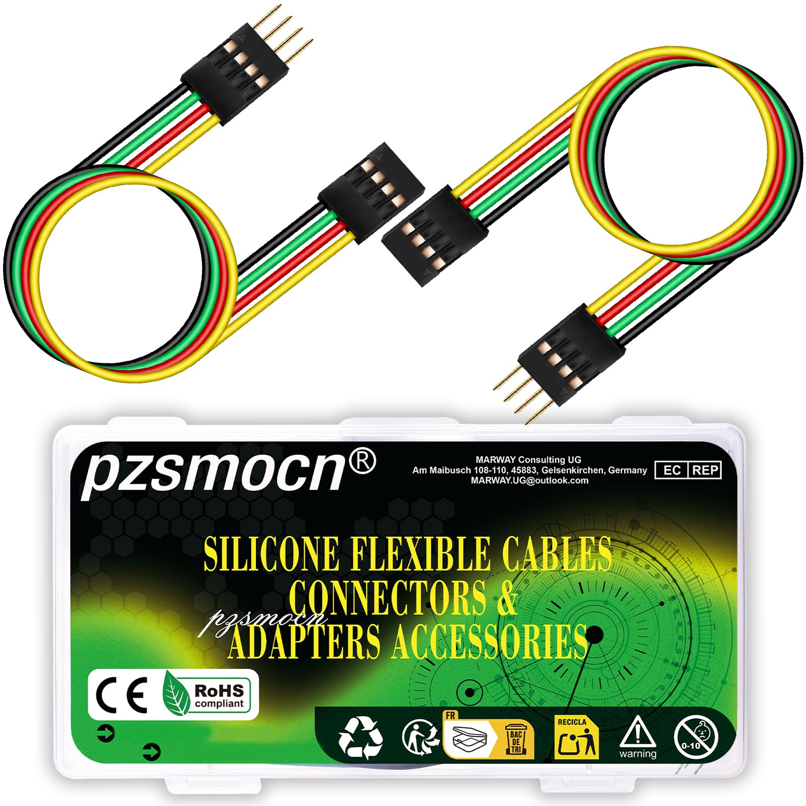 pzsmocn 10 Sets / 60 Pcs for Dupont 2.54mm 4-Pin Male-Female Connector Kit