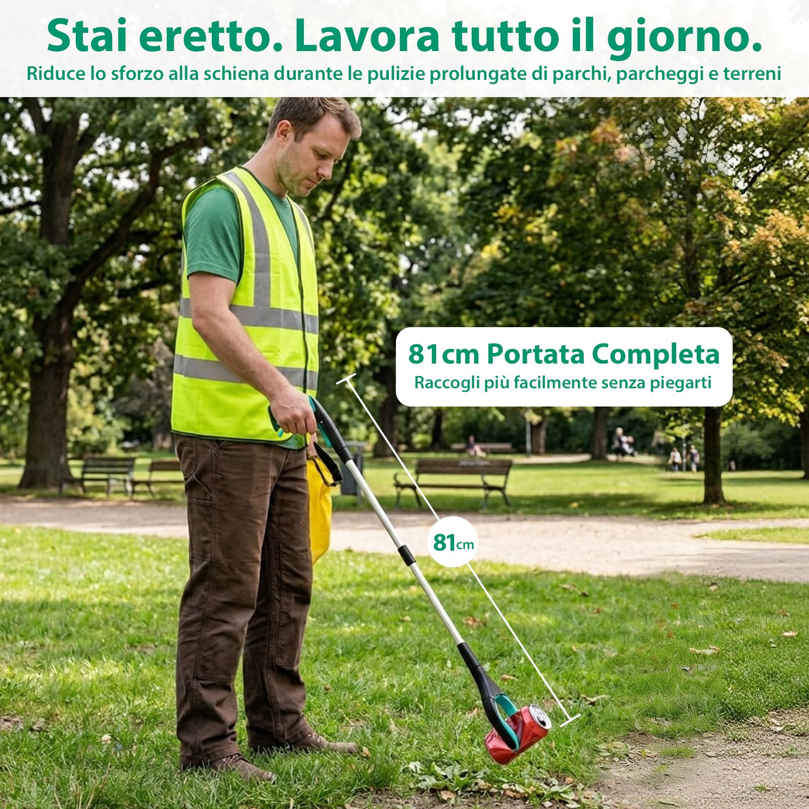 Set 4 Pinza Raccogli Oggetti da 81 cm-Bastone prensile Pieghevole | Per anziani, adulti e disabili, pinza telescopica prendi oggetti con testa rotante a 360° punta magnetica