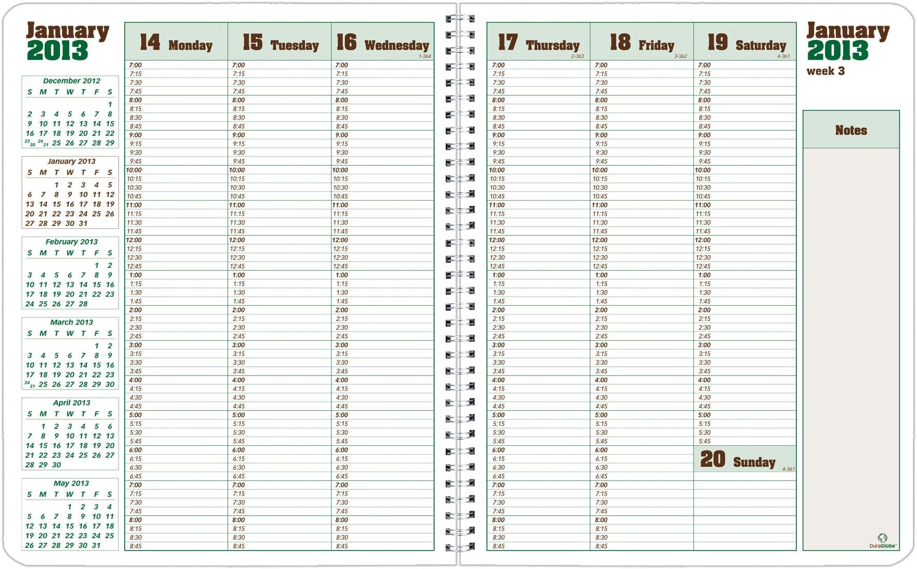 BlueLine DuraGlobe Weekly Planner, Twin-Wire, Black Hard Cover, 11 x 8.5 Inches, Sugarcane Based Paper (C225.41T)