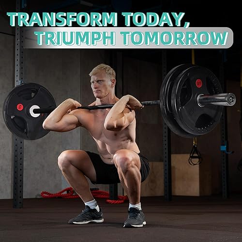 Miniatura 7 de Fitvids Olympic 2-Inch Cast Iron Barbell Set, Including 300 LBS Weight Plates and 7FT Barbell Set, Multiple Packages