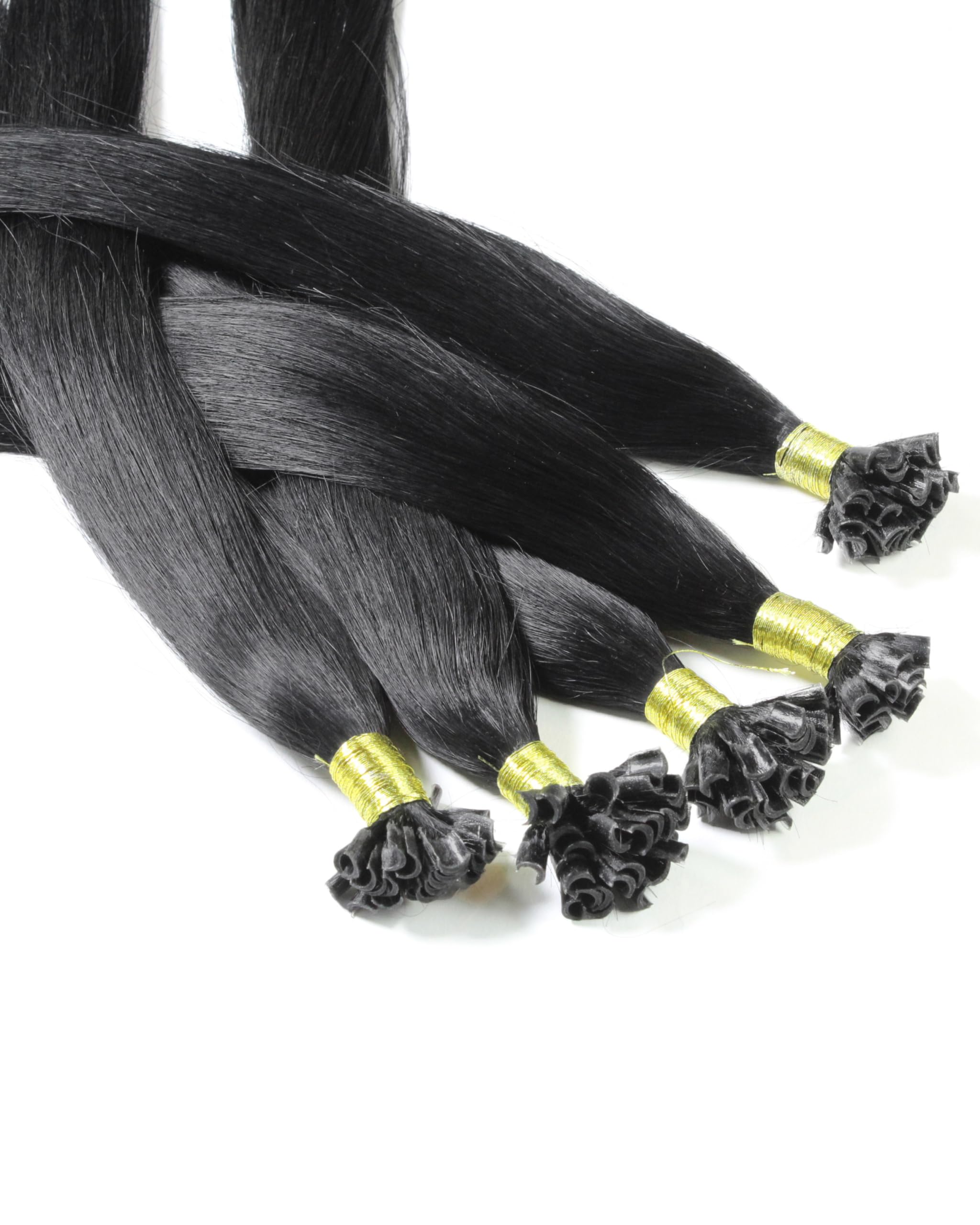hair2heart Extensions Echthaar Bondings Glatt - 200 Strähnen 0.5g 40cm Schwarz
