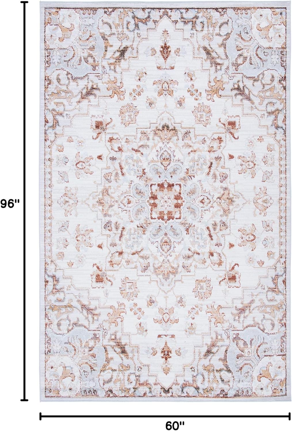 SAFAVIEH Washable Rug Tucson Collection - 5' x 8', Beige & Grey, Slip Resistant & Easy to Clean, Ideal for Living Room, Bedroom, Dining Space (TSN103B)