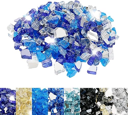 Utheer Vidrio de fuego dorado para hoguera, vidrio reflectante de 12 pulgada para hoguera de propano, vidrio de hoguera seguro para exteriores e