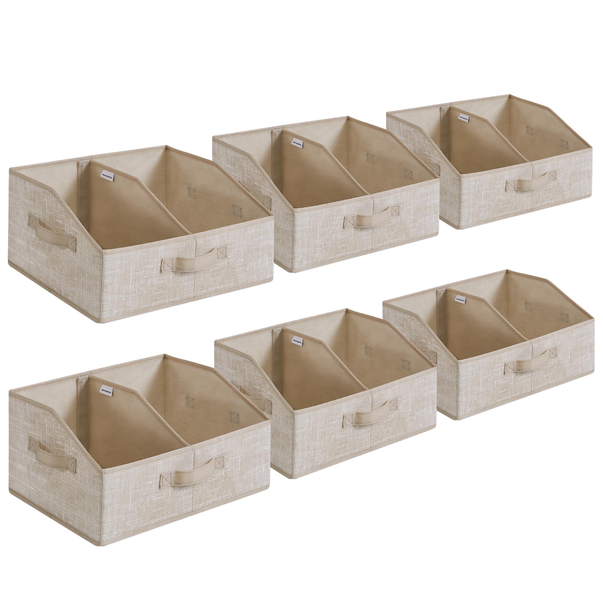 SONGMICS 6-Pack Foldable Storage Baskets Removable Dividers