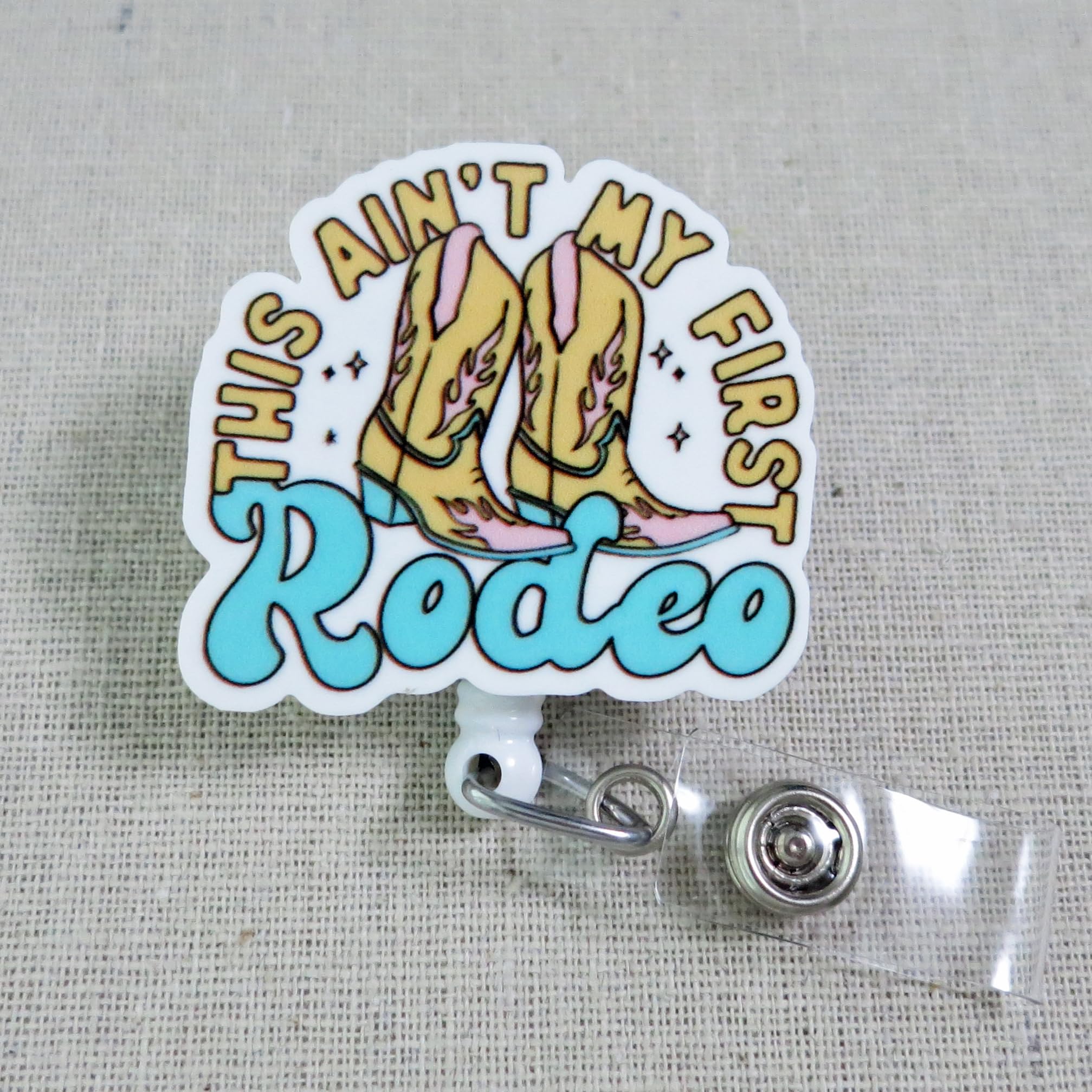 This Ain't My First Rodeo Badge Reel, Funny Nurse Badge ID Holder, Medical Humor Badge Clip, Funny Phlebotomy Badge Reel, Labor and Delivery Badge Reel, Funny Western Badge - Image 2