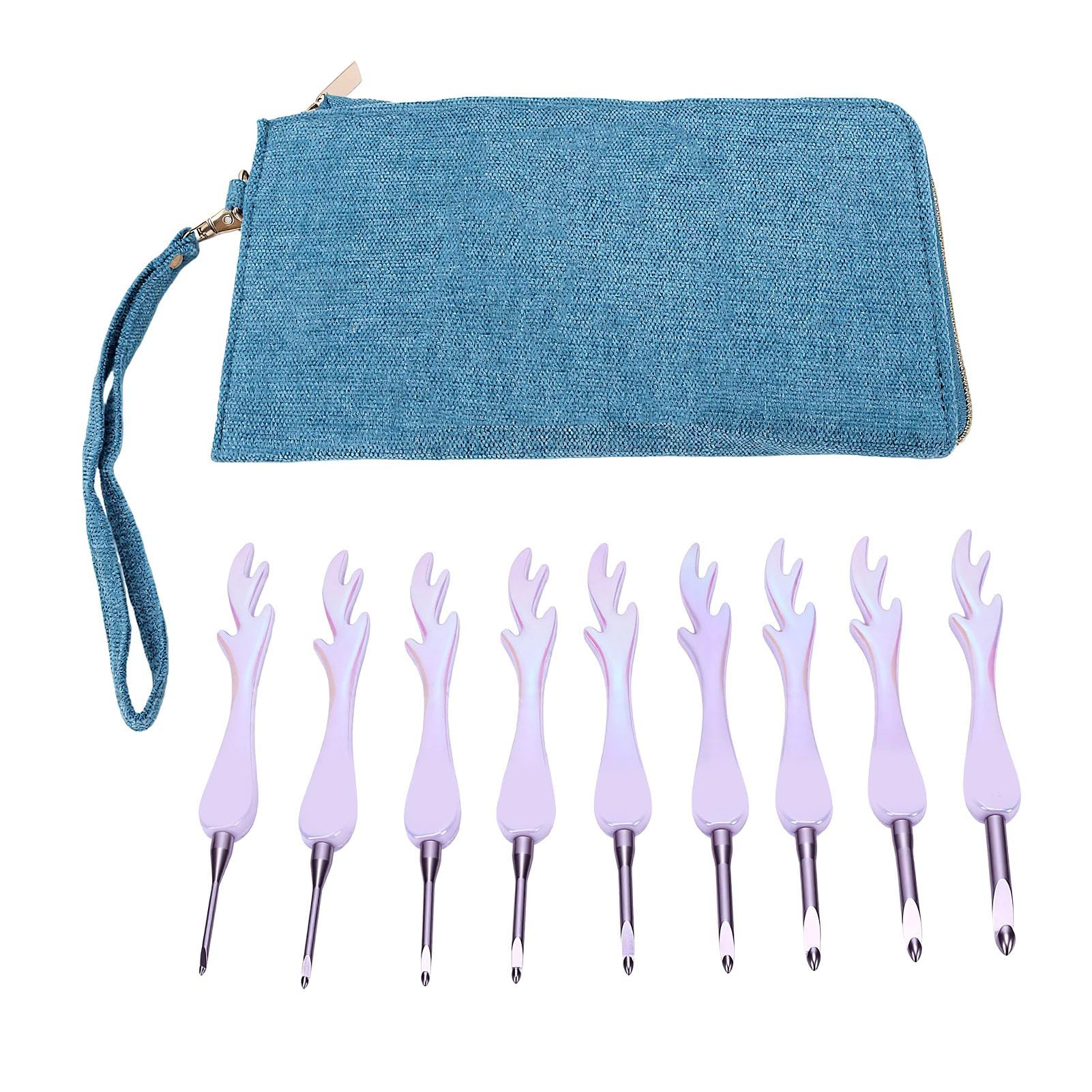 banapoy Set di Uncinetti, 9 Pezzi 2,5-7,0 Mm Punte Scorrevoli Lisce Uncinetti Ergonomici Leggeri, in Alluminio Portatili con, per Principianti Filati per Maglieria Fai-da-te