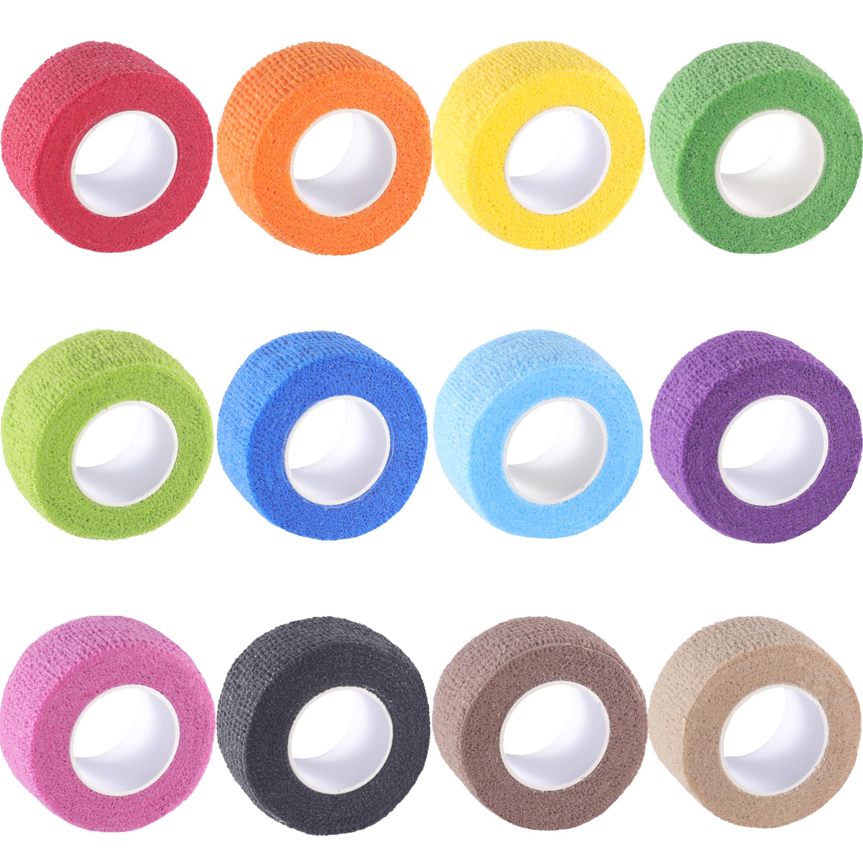 IndigoCase 12 Rolls Self Adhesive Bandage Wrap 1 Inch, Multi Color Elastic Athletic Tape, Vet Wrap, Wrist Tape, Small Bandage for Kids, Fingertip, Dog