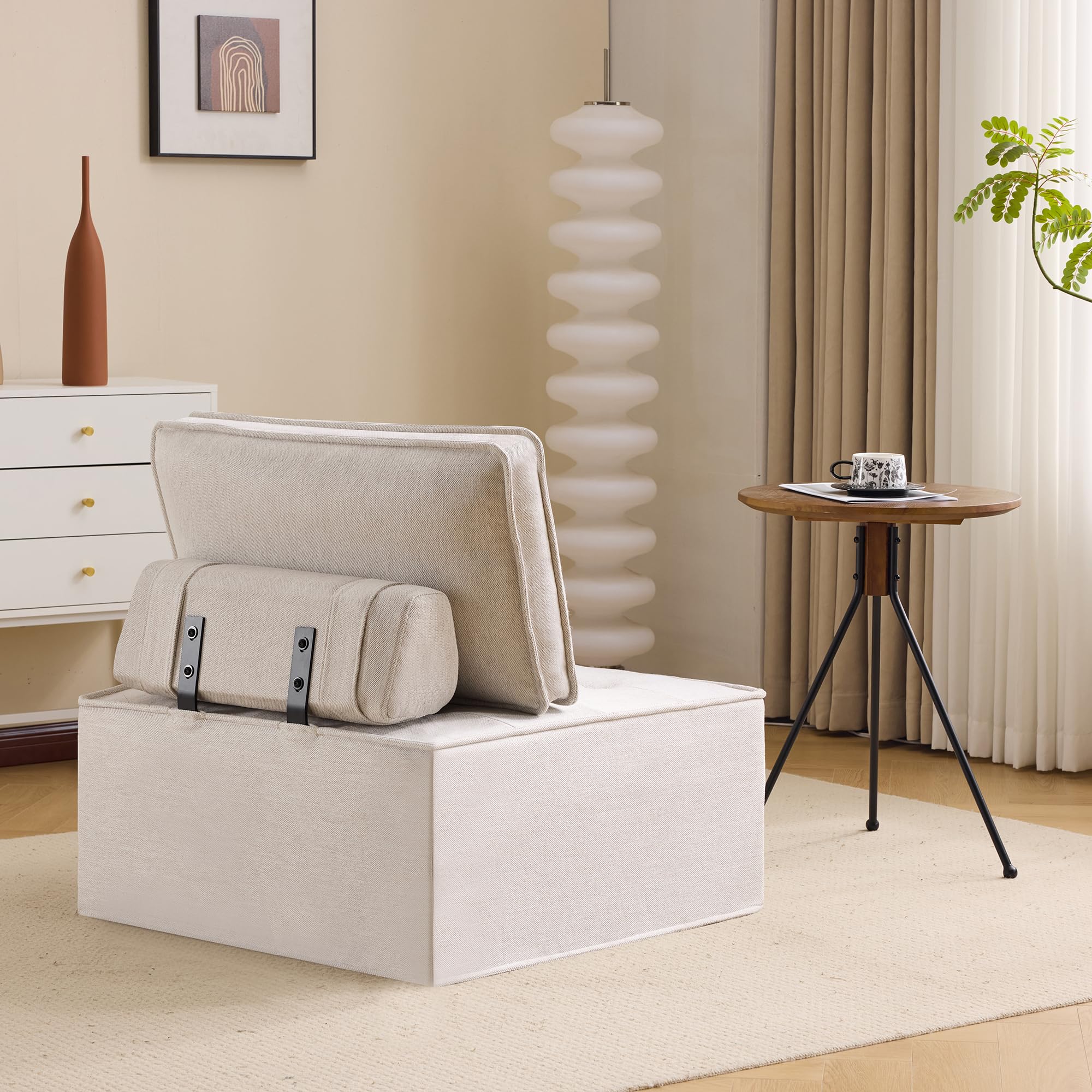 Sofá Modular Reclinable de Tela 100% Lino, Asiento Individual o en Forma de L, Espuma de Alta Elasticidad, para Apartamentos Pequeños y Dormitorios