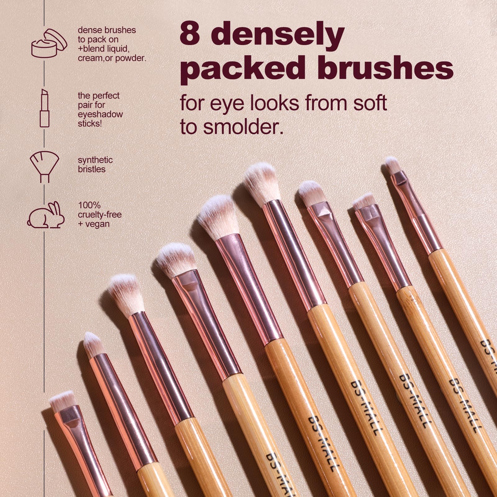 BS-MALL 14 Pcs Makeup Brushes Set with 1 Pcs Makeup Sponge – Essential Foundation Powder Concealers, Eye Shadows, Blush Makeup Brushes with Travel Makeup Case (Bamboo)