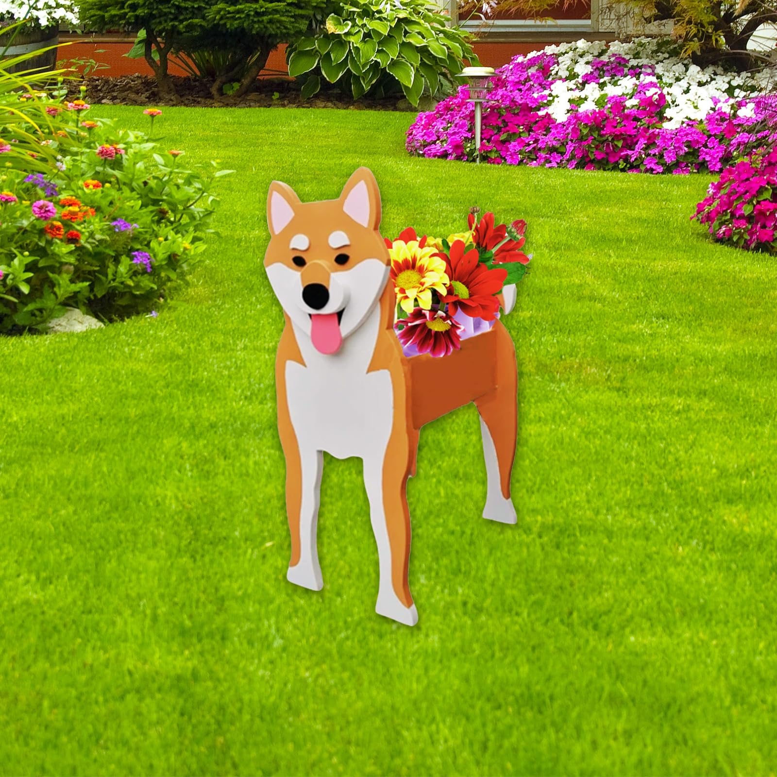 strolfay Shiba Inu Dog Planter, Cute Animal Shaped Plant Pot, Dog Flower Pot, Gifts for Women & Pet Lovers, Indoor Outdoor Garden Home Office Decor, 9.45 x 5.71 x 12.13 Inches