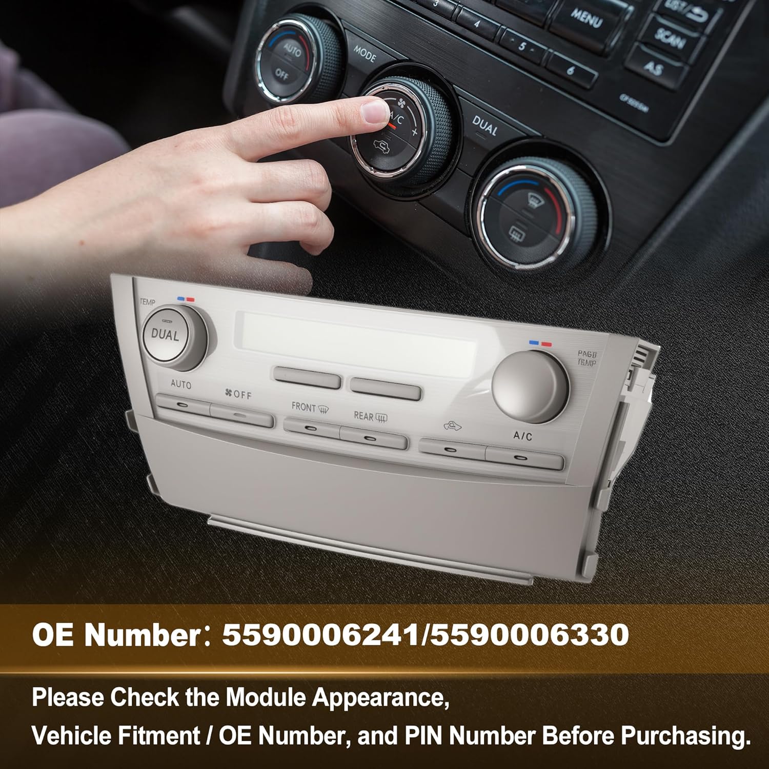 A/C Heater Climate Control Switch Module Panel for Toyota Camry 2010-2011 HVAC Climate Temp Unit No.5590006241/5590006330