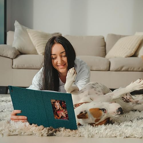 Miniatura 5 de Ayorasly Álbumes de fotos pequeños para fotos de 4 × 6, paquete de 2 libros de memoria con cubierta de lino con ventana de exhibición, cada uno con