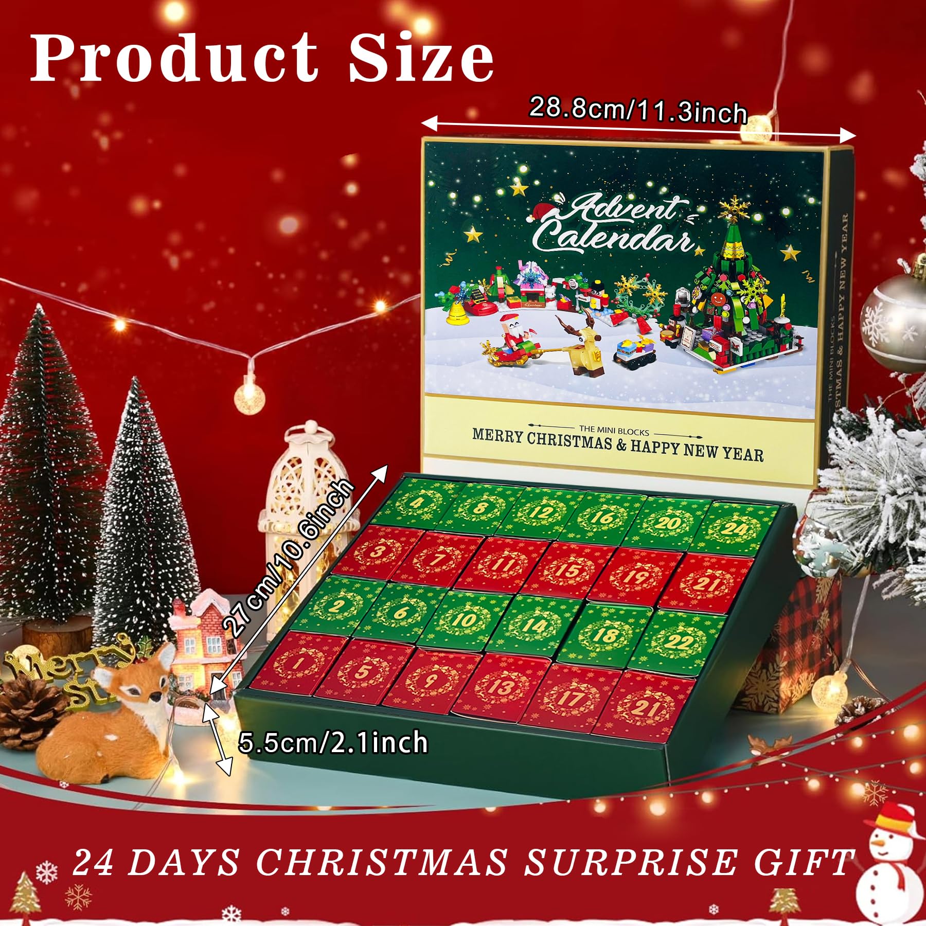 Calendario Adviento con 24 Regalos,Niños Calendario Adviento de Navidad,Incl. Papá Noel, trenes,Regalo de Cuenta Atrás de Navidad para Niños y Niñas (Calle de Navidad)