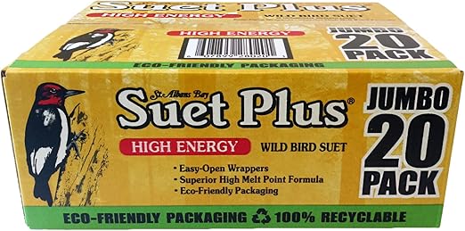 High Energy Suet Cakes, 20 Pack of 11 oz. Suet Cakes for Wild Birds