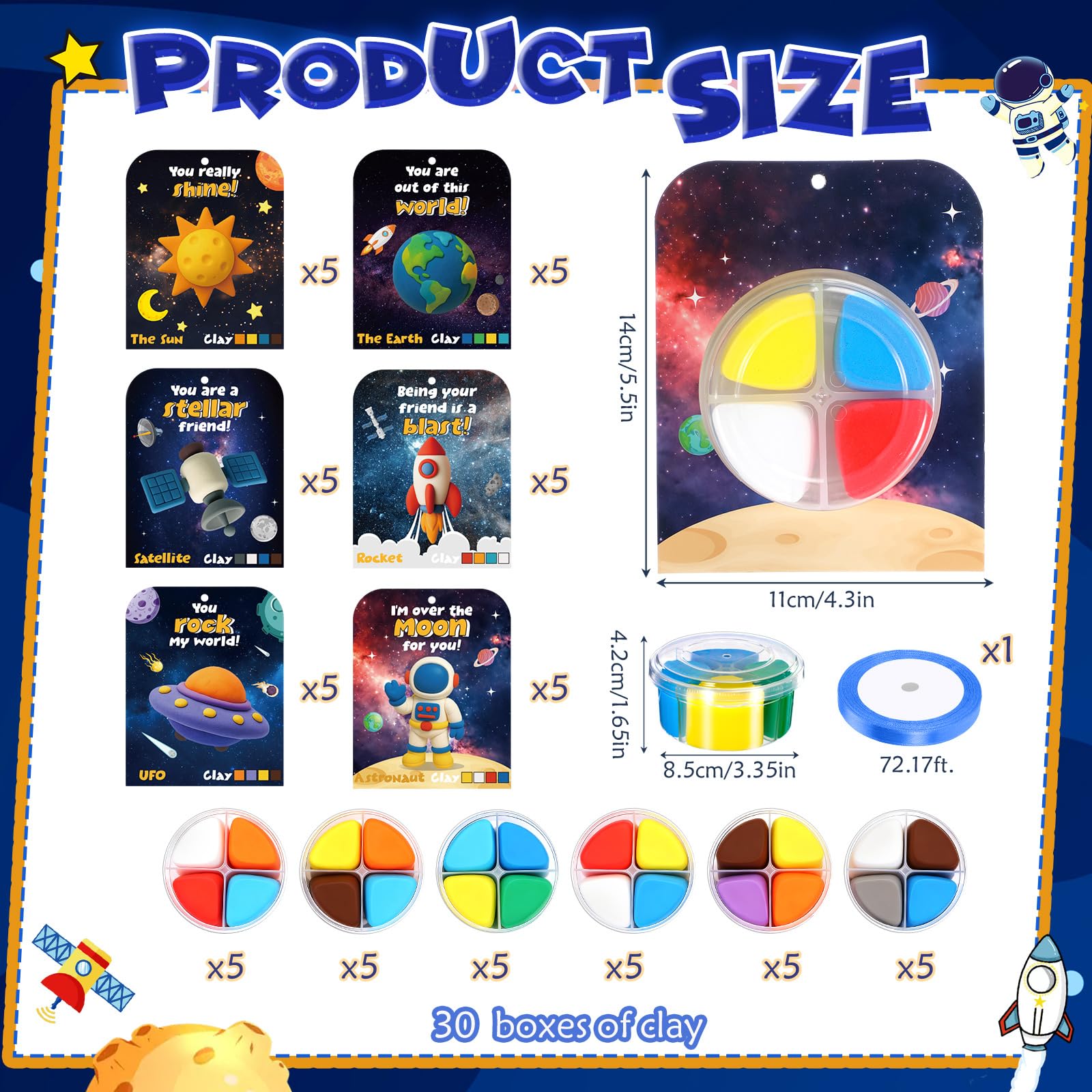 Capoda 30 juegos de arcilla de secado al aire espacial, kit de manualidades para el día de San Valentín, kit de manualidades para modelado, artes y manualidades, regalos de San Valentín, kits de