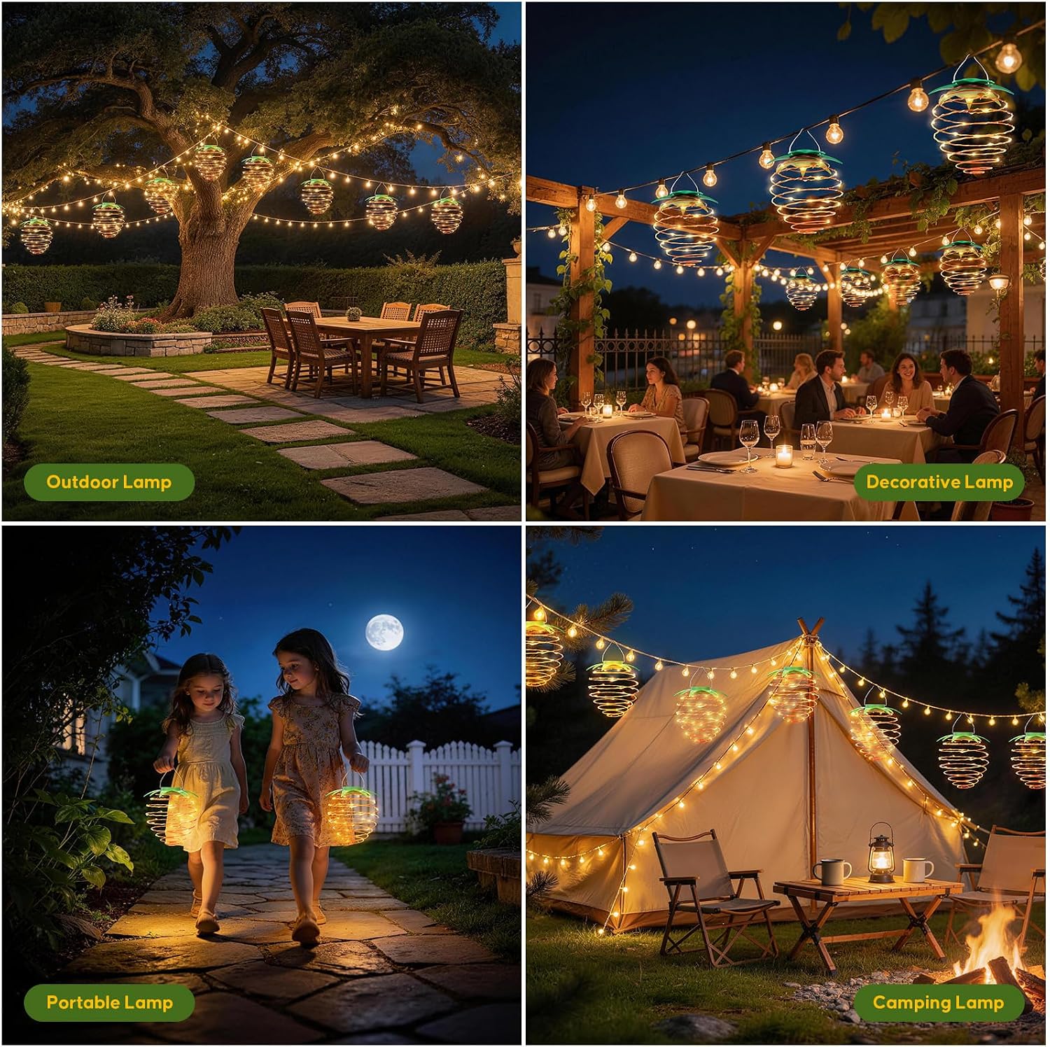 Solar Lights Outdoor, 4-Pack Decorative Strawberry Solar Garden Lights, Waterproof Outdoor Solar Lights for Patio Decor, Yard & Landscape, 20 LED Creative Hanging Fruit Lanterns for Garden Decor