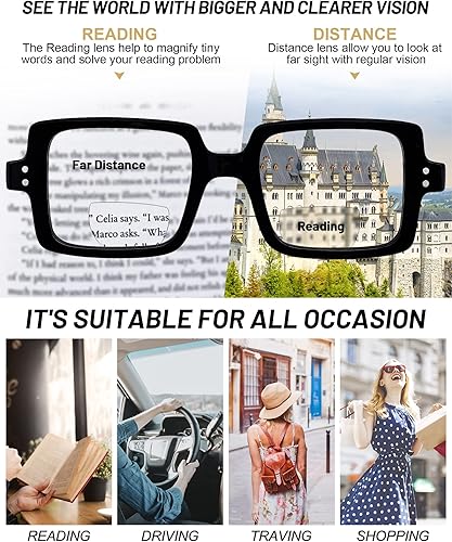 Miniatura 3 de OCCI CHIARI Gafas de lectura bifocales con parte superior transparente, bloqueo de luz azul, lectores de transición para mujeres 1.0 1.5 2.0 2.5 3.0