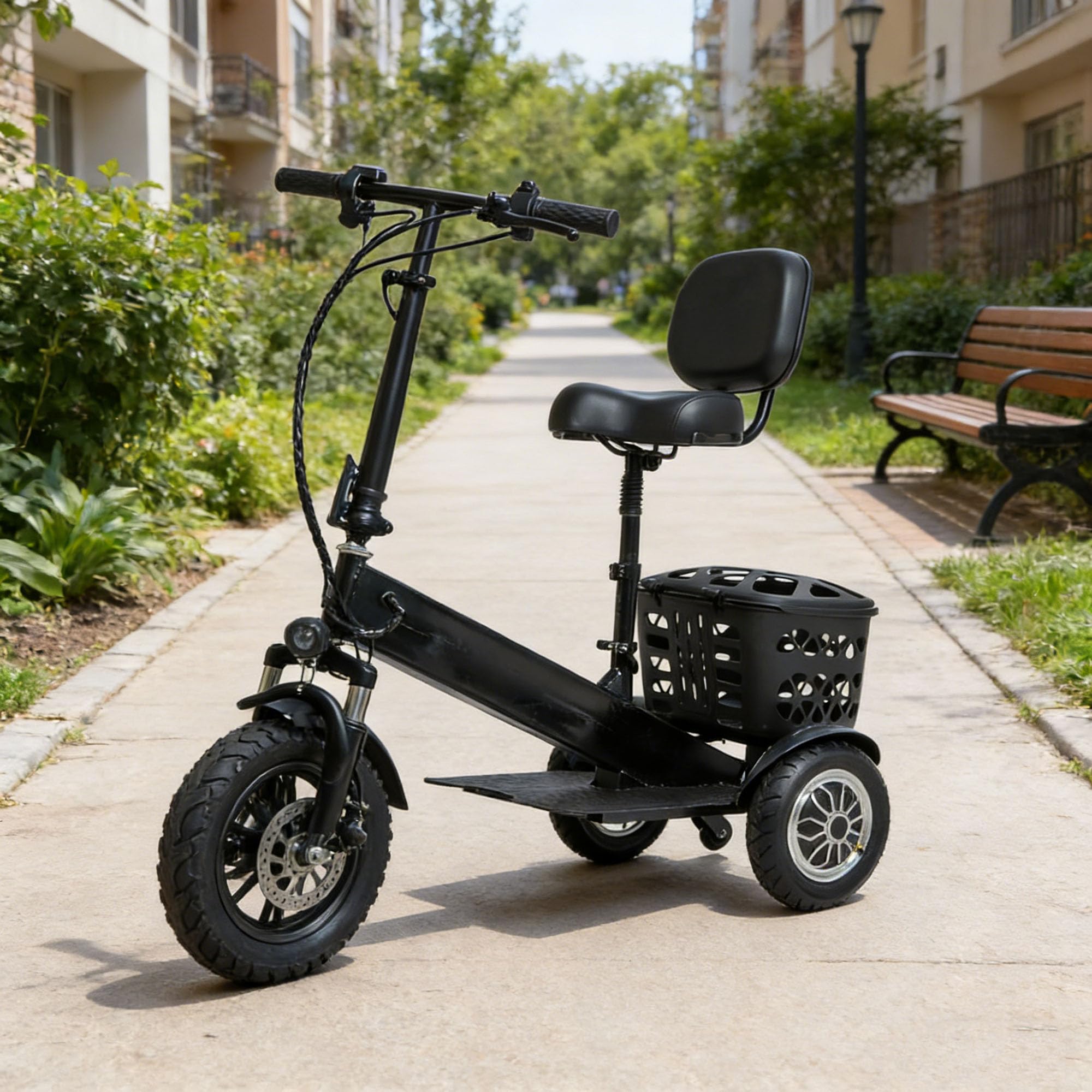 Scooter de movilidad para personas mayores y adultos, scooter de viaje compacto de 3 ruedas.