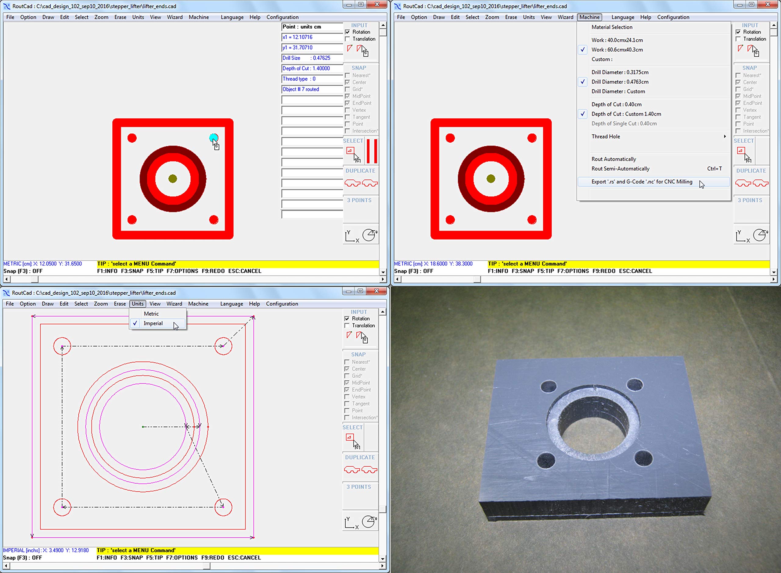 CAD CAM CNC 3018 3020 1610 Mill Software plus tutorial videos RoutCad Standard. Three easy steps all in one integrated program: 1-design, 2-define machine sequence, 3-drive cnc.