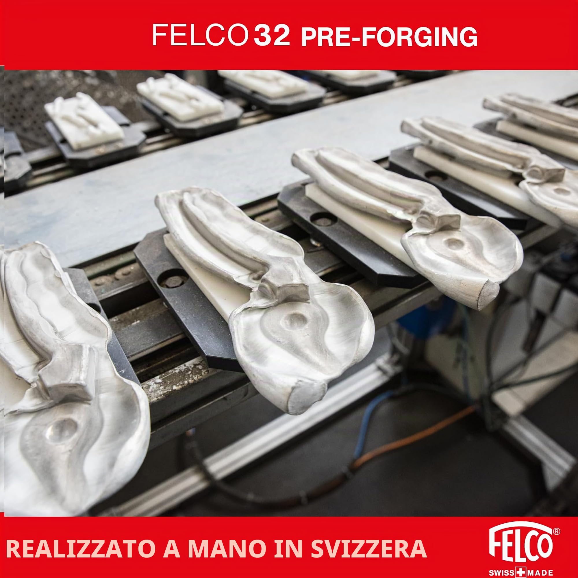 FELCO 32 Cesoia a Incudine, Mano Destra e Sinistra, Mano Grande, Capacità di Taglio 25mm, Lama a Incudine in Ottone Curva, Manici in Alluminio Forgiato, Made in Switzerland, Garanzia a Vita