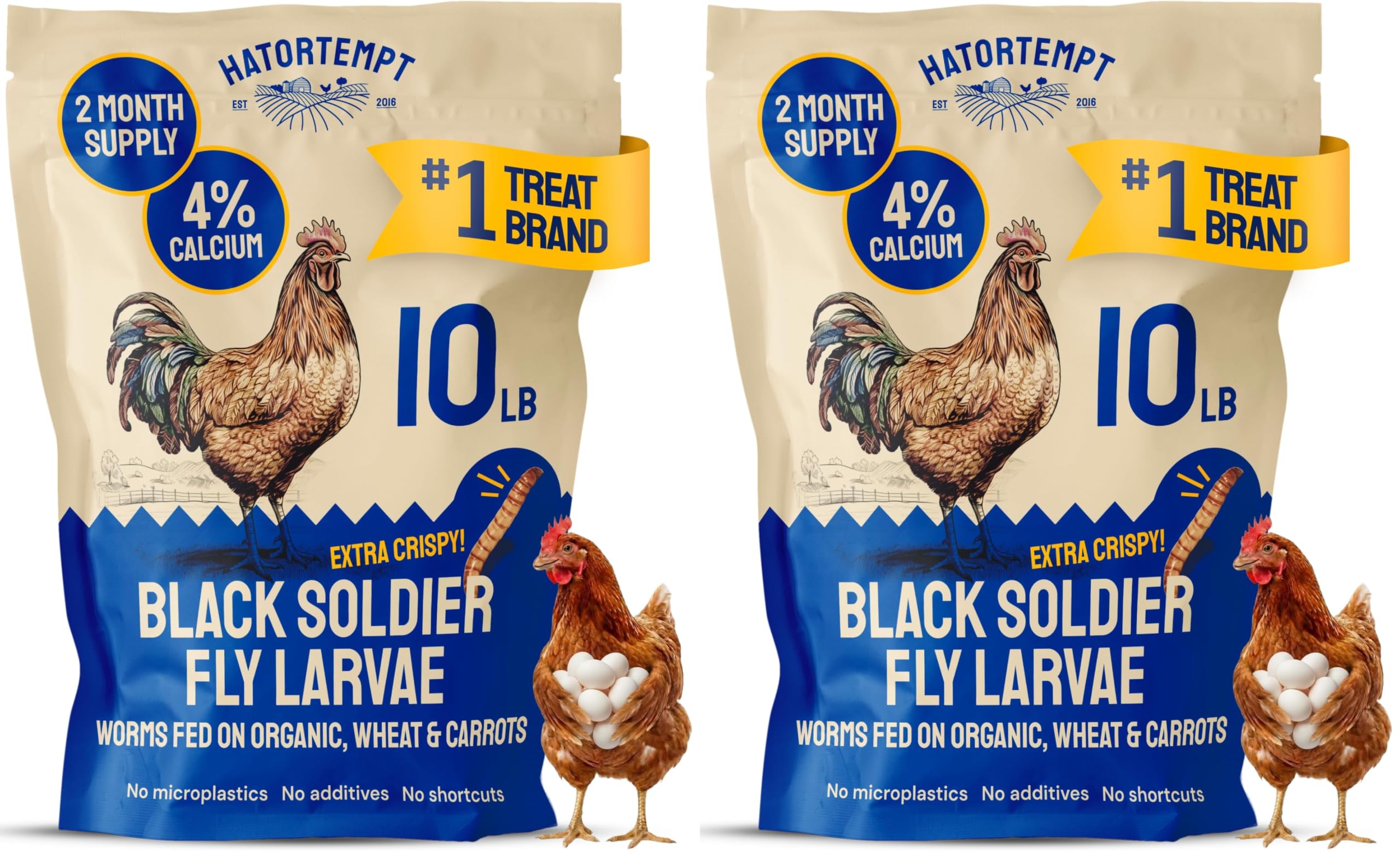 Hatortempt 10lb Black Soldier Fly Larvae for Chickens, Feed for Laying Hens (Pack of 2)