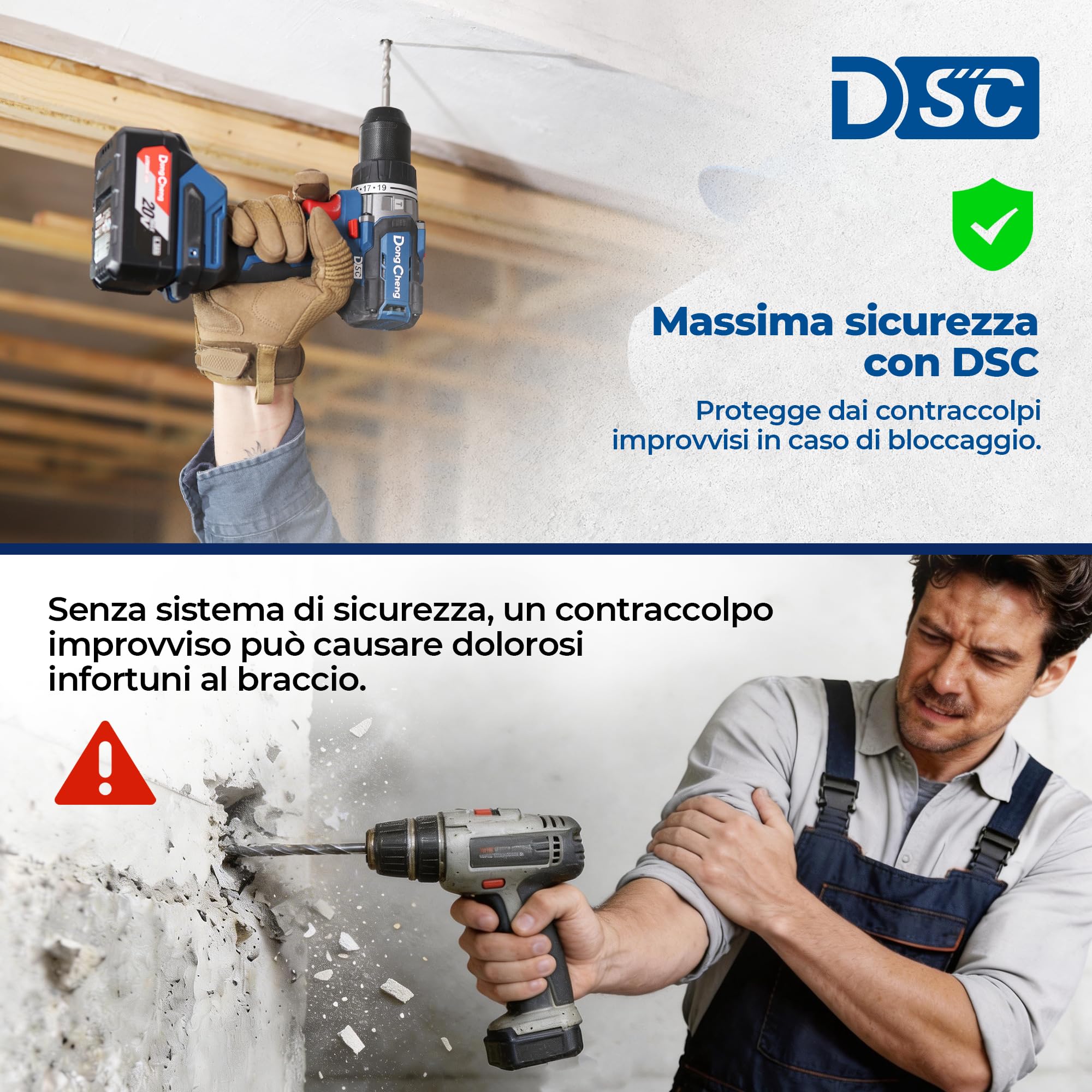 Dong Cheng Trapano a Percussione a Batteria 20V Brushless 160 Nm, Trapano Avvitatore Batteria, 1x4,0 Ah, 3 Modalità-Foratura, Avvitatura, Percussione, Mandrino 13mm, 19+2 Coppie, 2 Velocità