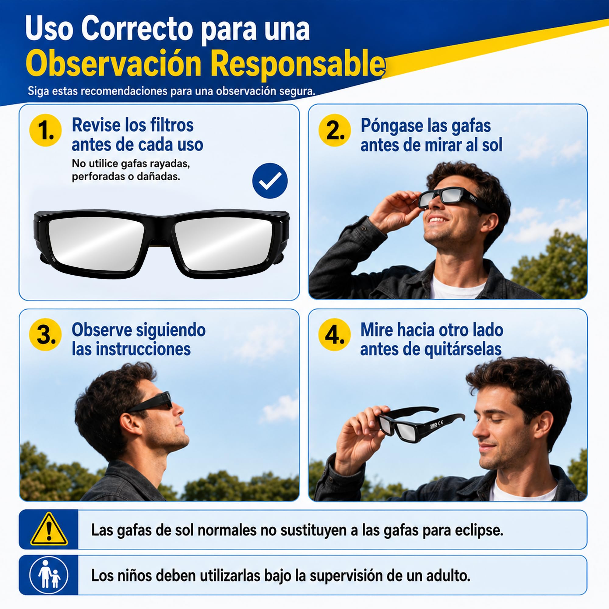 [Lot de 3 lunettes d'éclipse solaires homologuées ISO 12312-2 CE - 2026 - 2026 Lunettes en plastique éclipse solaire sûres certifiées protection premium UV/IR et infrarouge pour adultes et