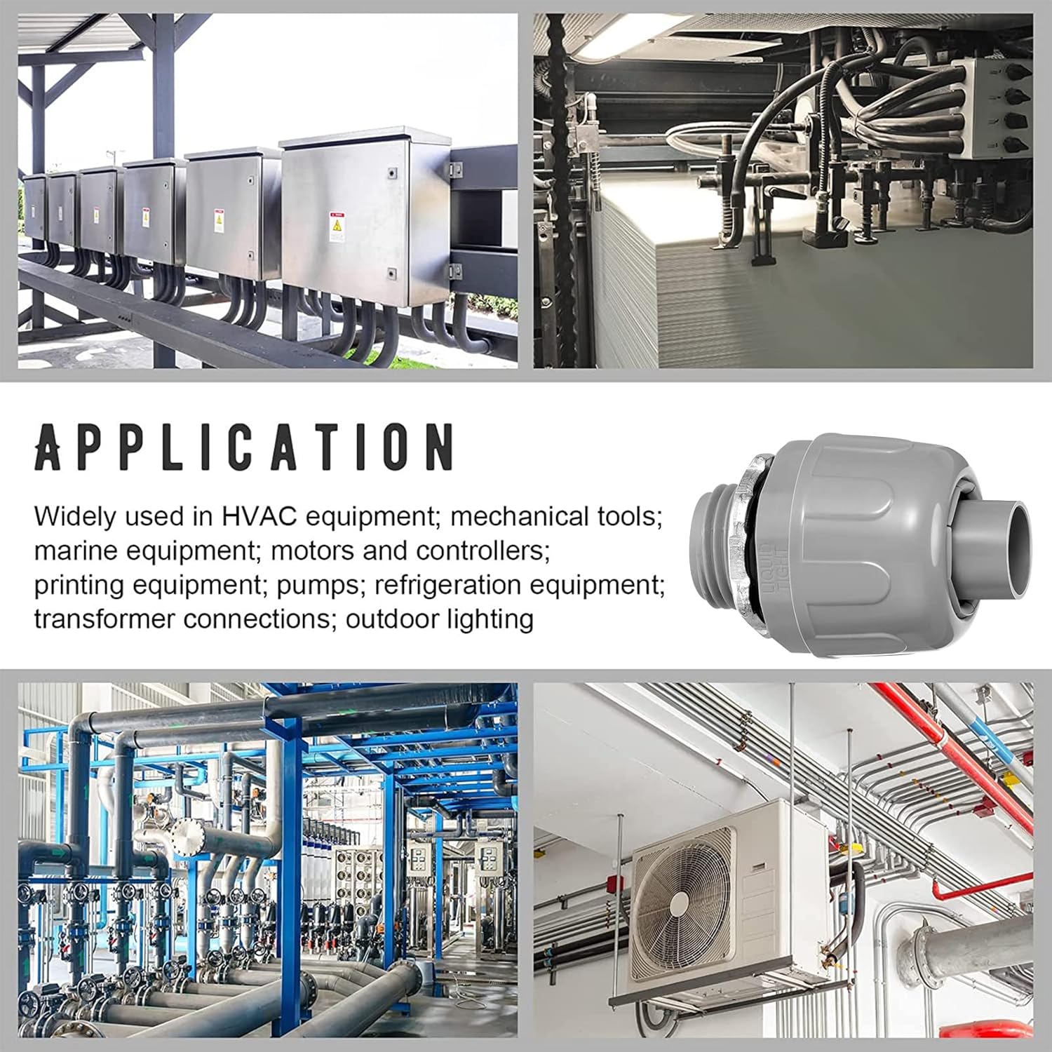 Maitys 1/2 Inch Liquid Tight Connector PVC Electrical Conduit Fittings Straight 180 Degree Flexible Conduit Connector for Home Kitchen Bathroom Tube Tool Supplies(50 Pcs)