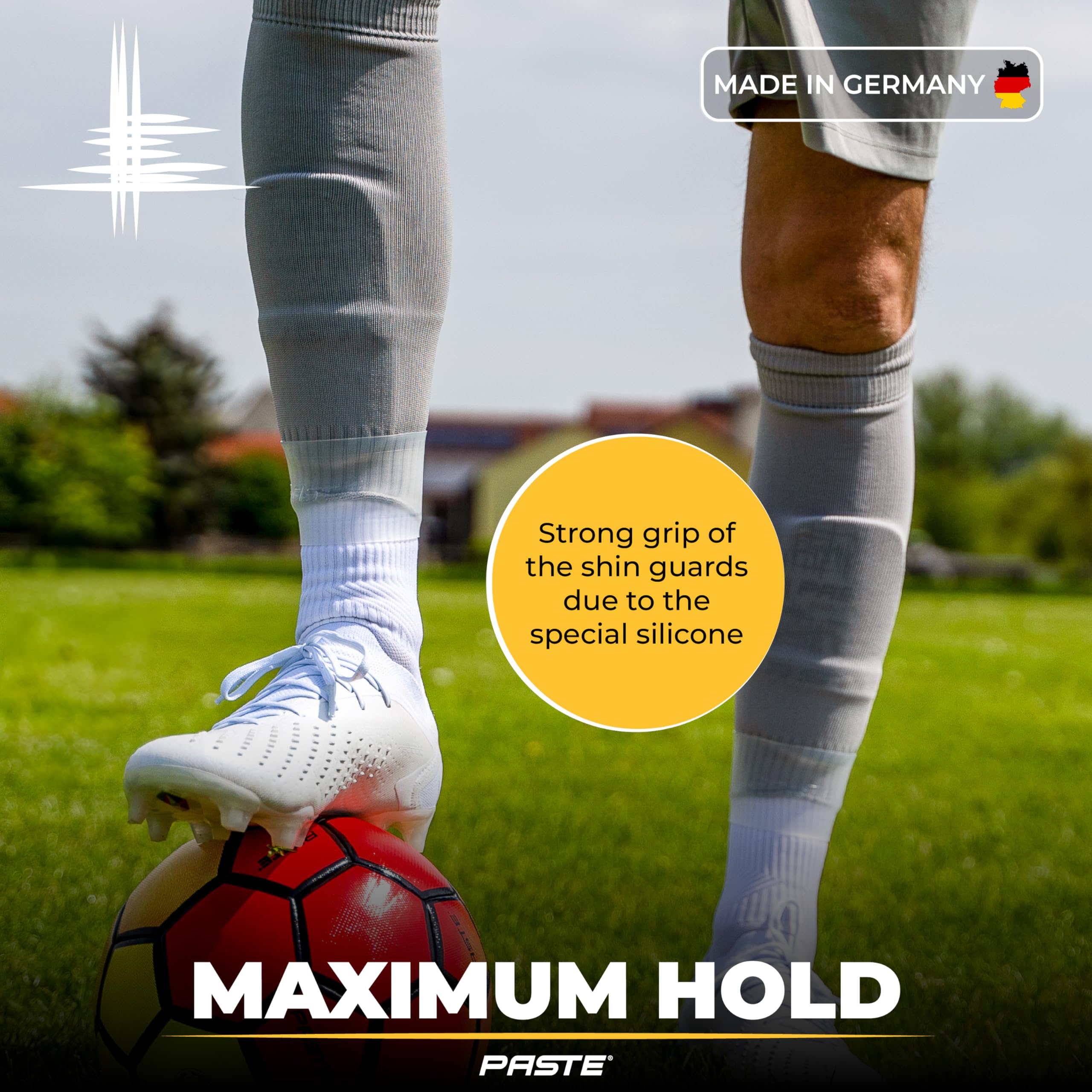 PASTE ® Supporto per parastinchi da calcio silicone per adulto uomo donna e bambino