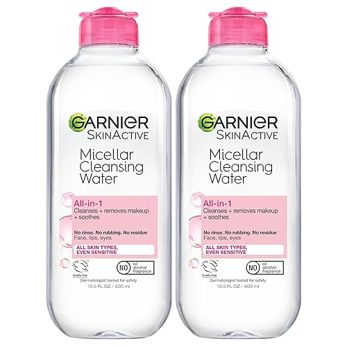 Garnier SkinActive - Agua micelar para todo tipo de piel limpiador facial y removedor de maquillaje 135 onzas líquidas 2 unidades el embalaje puede