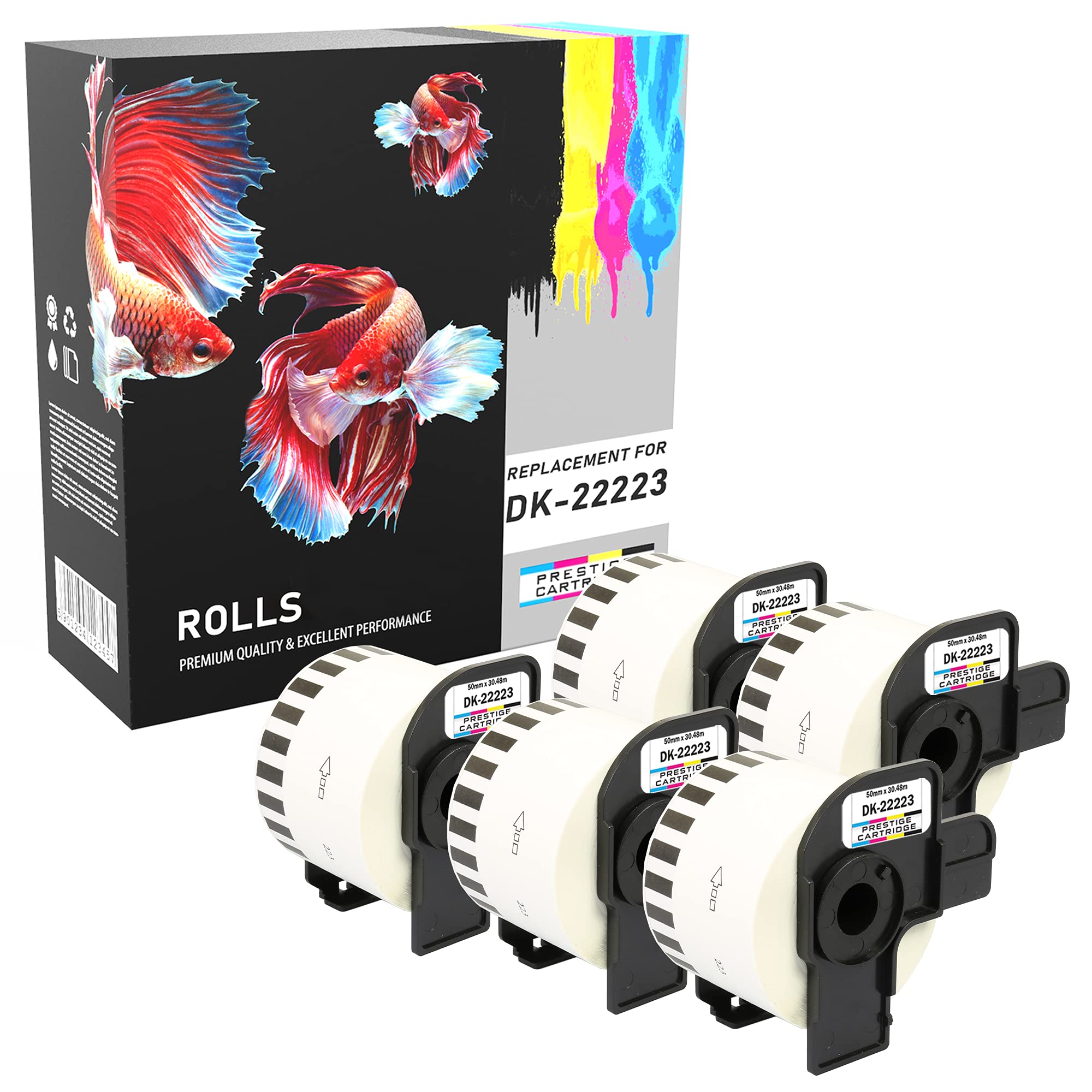 5 Compatible Rolls DK-22223 50mm x 30.48m Continuous White Address Labels Compatible with QL-500 QL-550 QL-560 QL-570 QL-700 QL-720NW QL-800 810W QL-820NWB QL-1050 QL-1100 QL-1110NWB