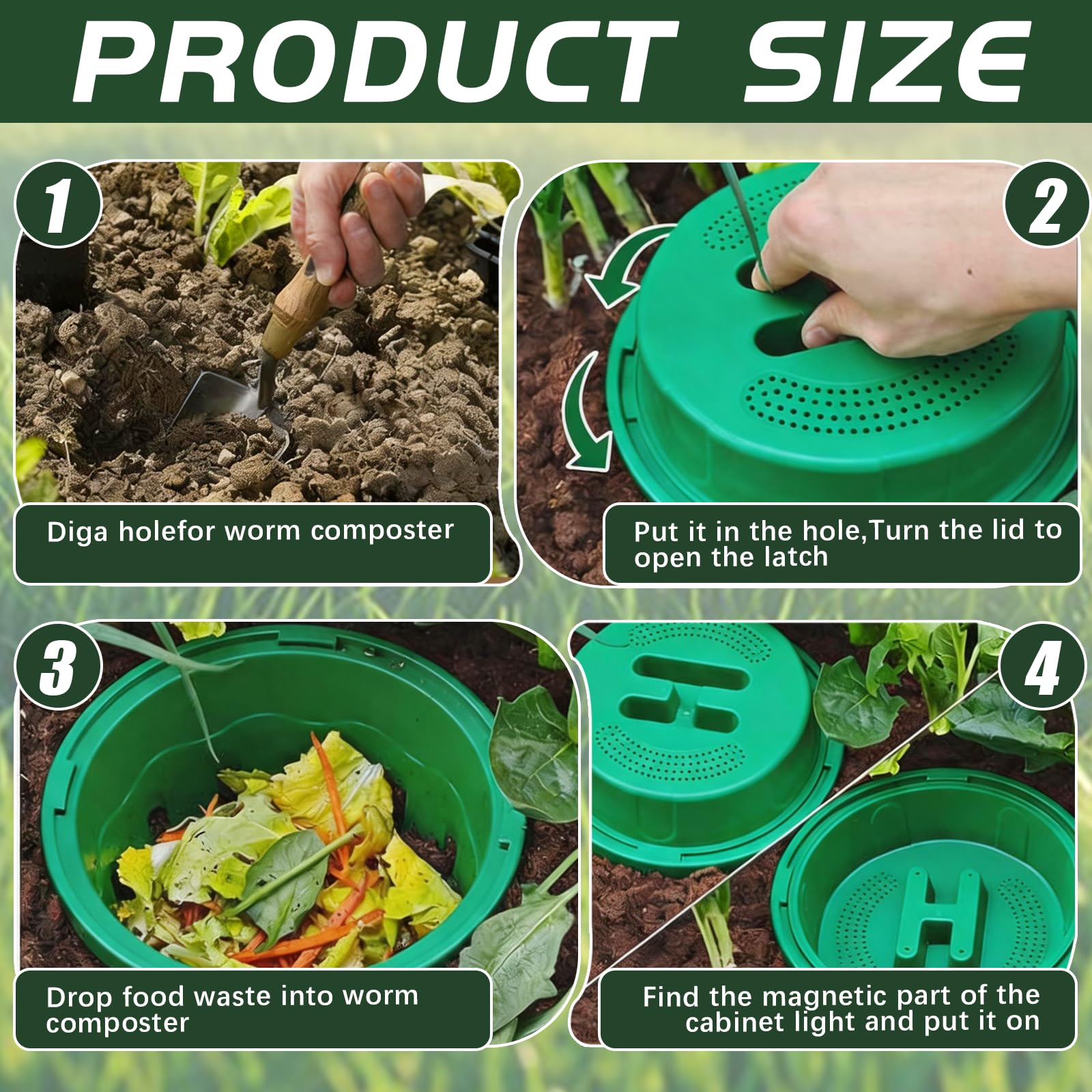 BRGD 2 Pezzi 8L Compostiera per Lombrichi Interrata, Verde Lombricompostiera con Coperchi e Fori di Ventilazione per Orti, Letti Rialzati, Giardini, Vivai, Fattorie, Giardinieri