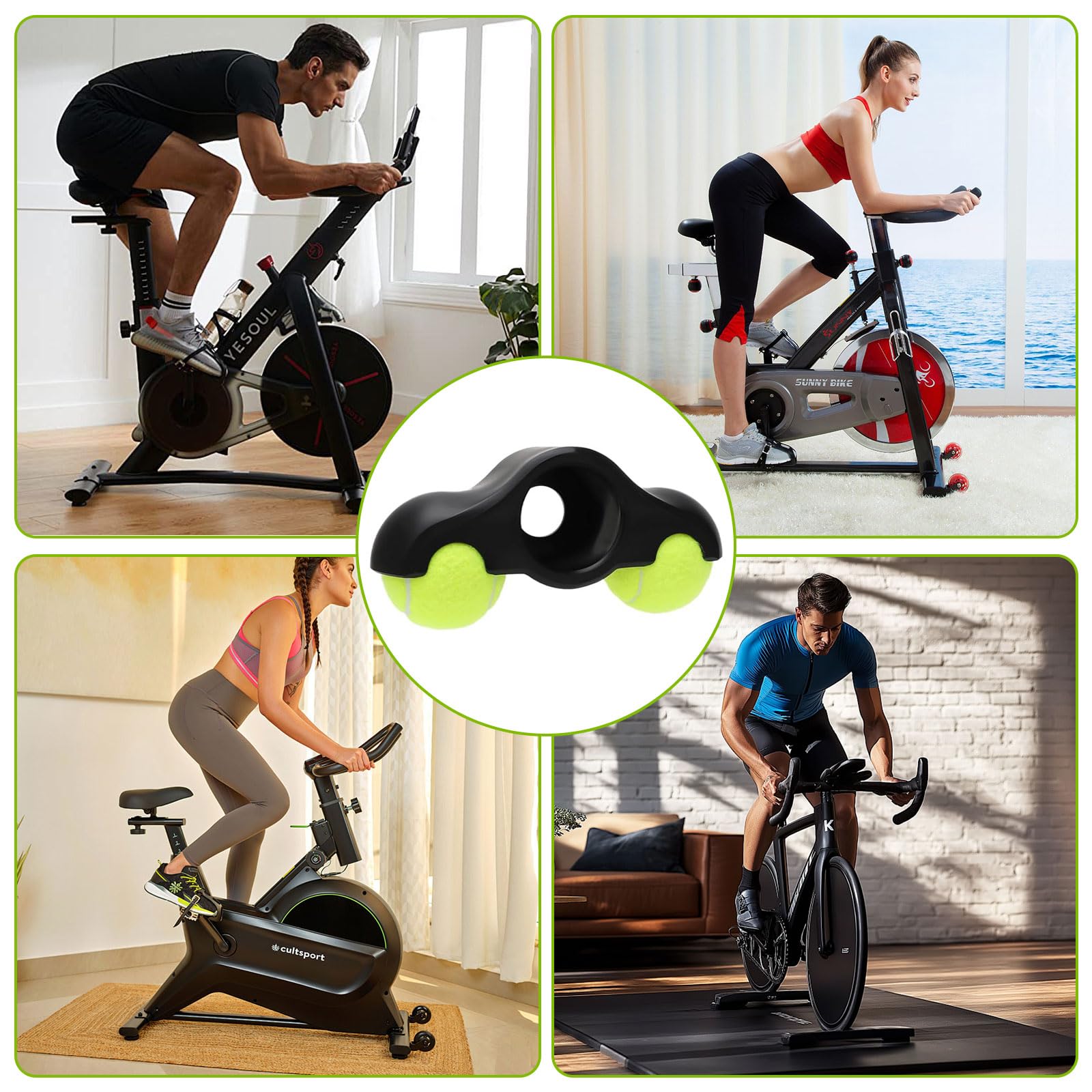 Rocker Plate Feet, 4 Stück Indoor Cycling Snap Rocker Feet Adapter, Tragbarer Wippplatten-Fahrradtrainer, Tennisballfüße für Wahoo Kickr Core 4 Rollentrainer, Mit 8 Tennisbällen